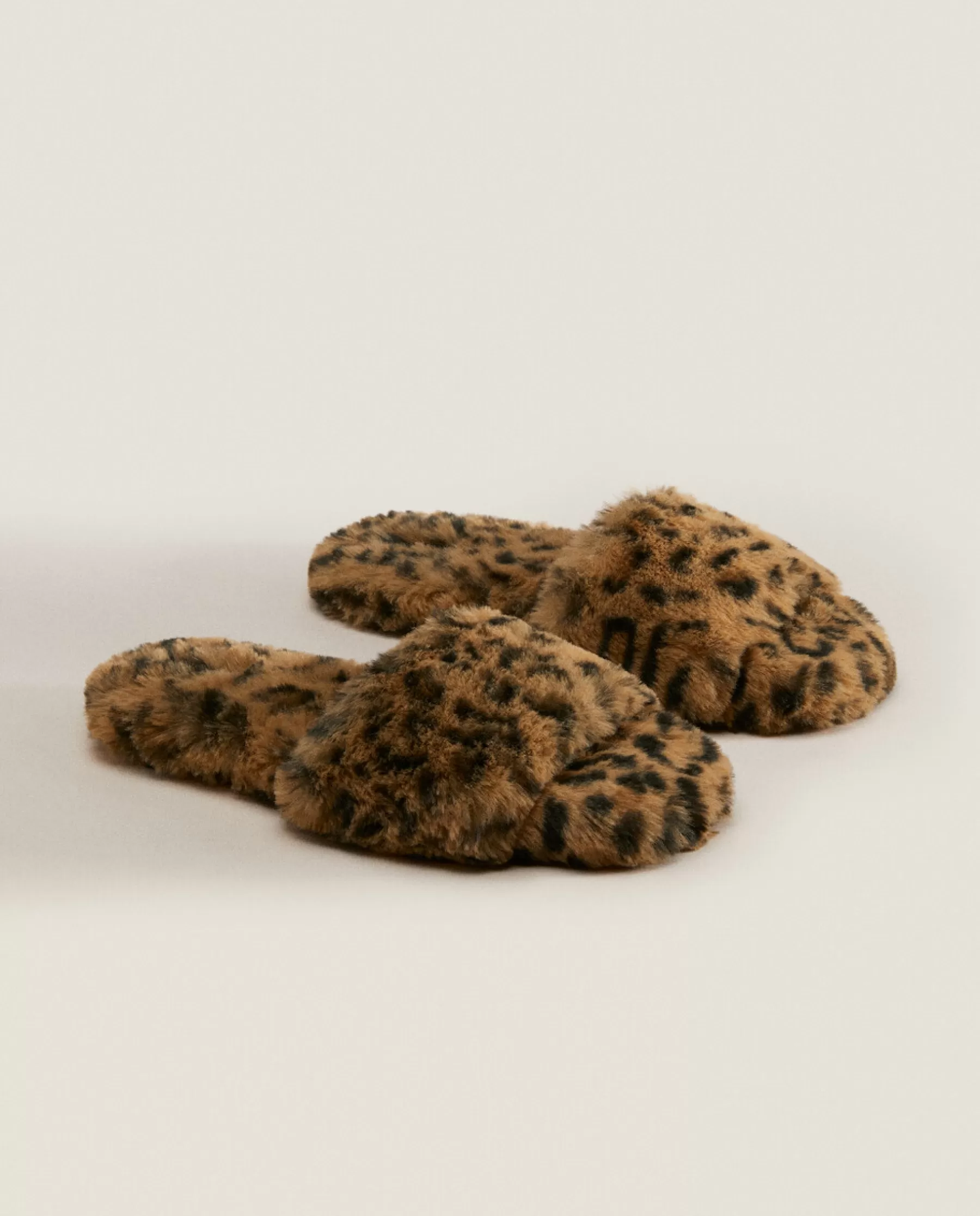 ZARA Home Animal Print Faux Fur Slippers | Woman