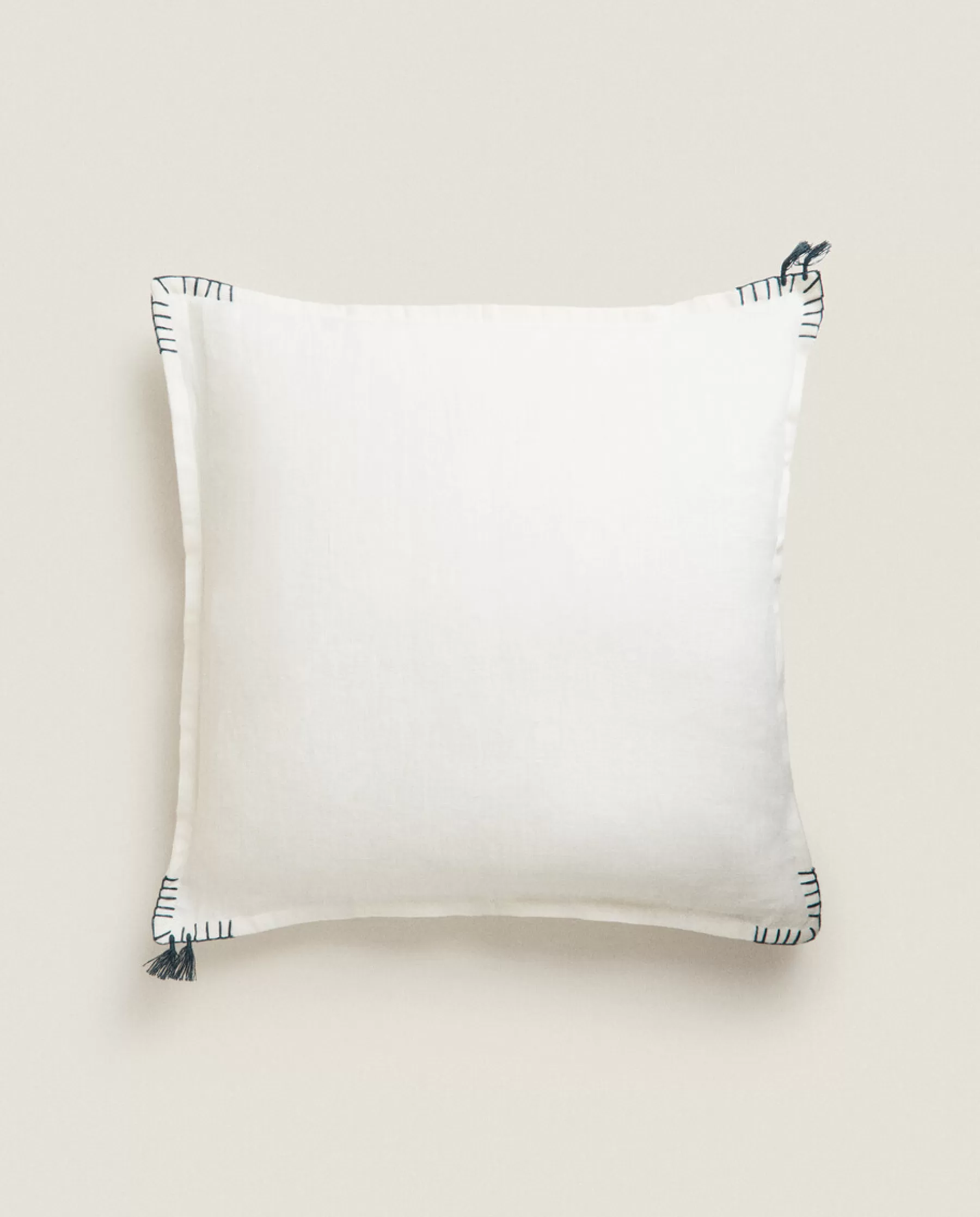 ZARA Home Backstitched Throw Pillow Cover | Solid