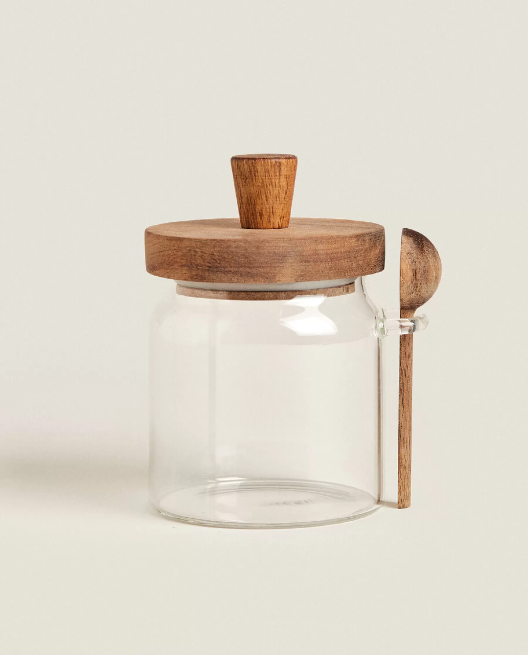 ZARA Home Borosilicate Glass And Wooden Sugar Bowl | Borosilicate Glass