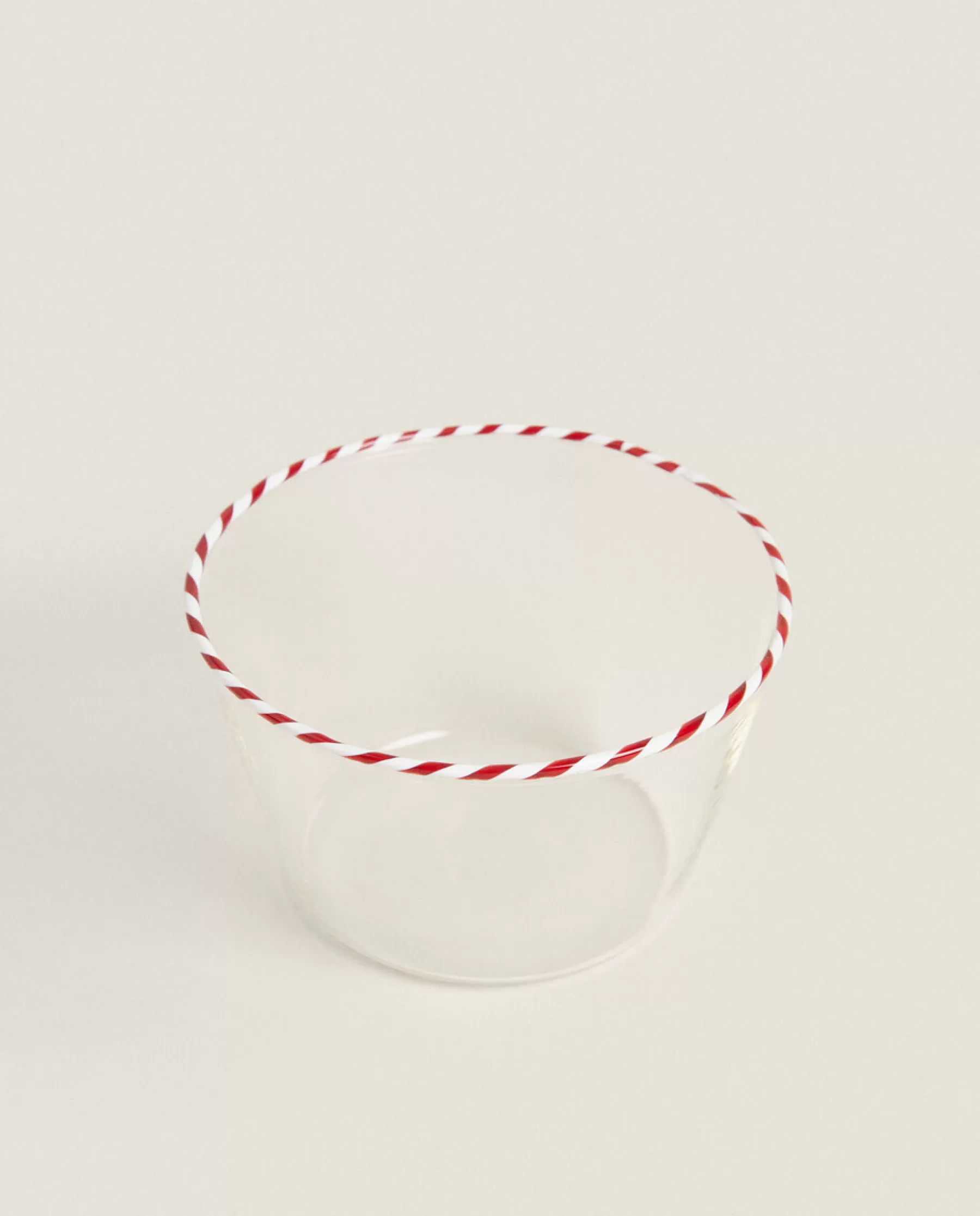 ZARA Home Borosilicate Glass Bowl With A Candy Cane Trim | Dining