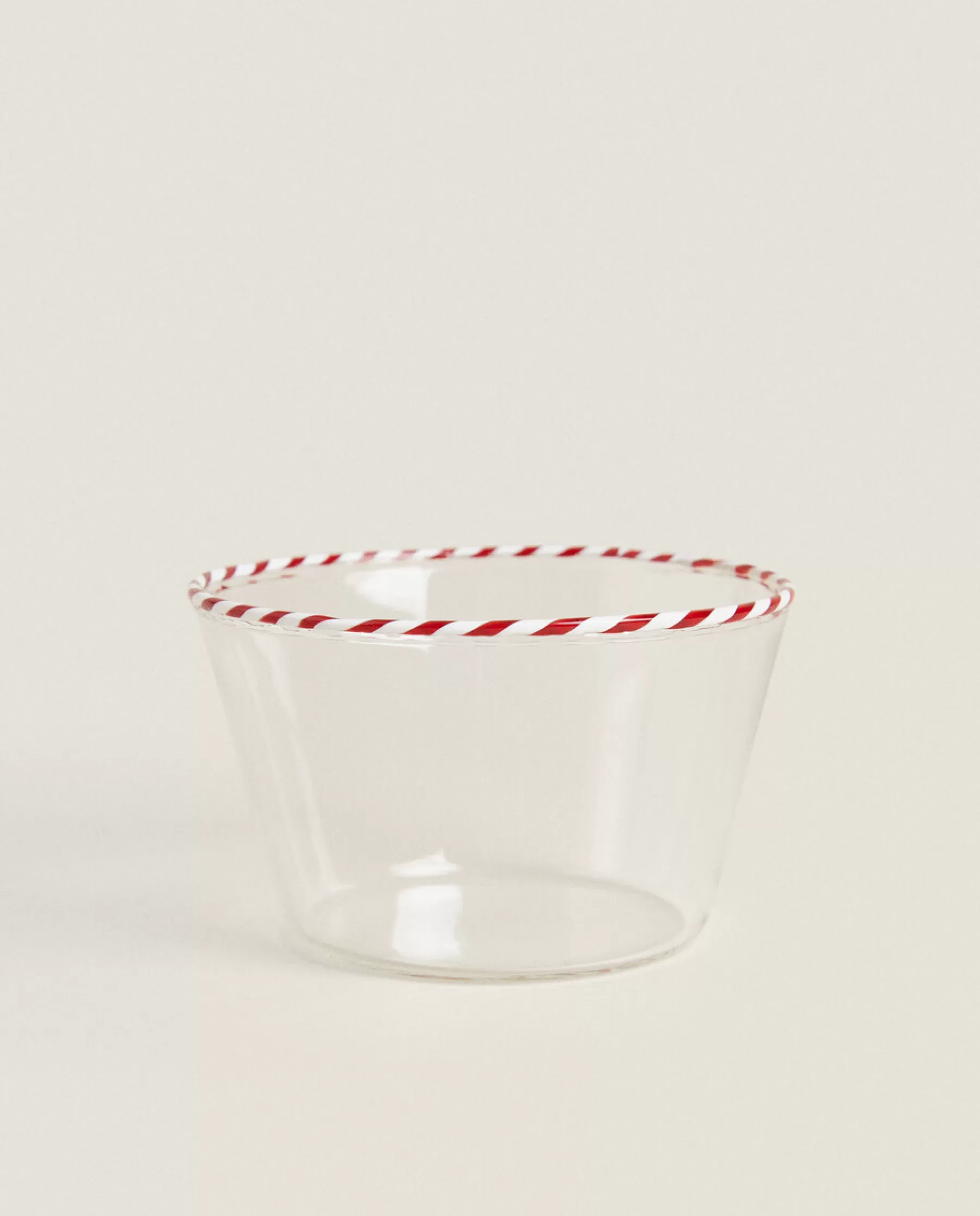 ZARA Home Borosilicate Glass Bowl With A Candy Cane Trim | Dining