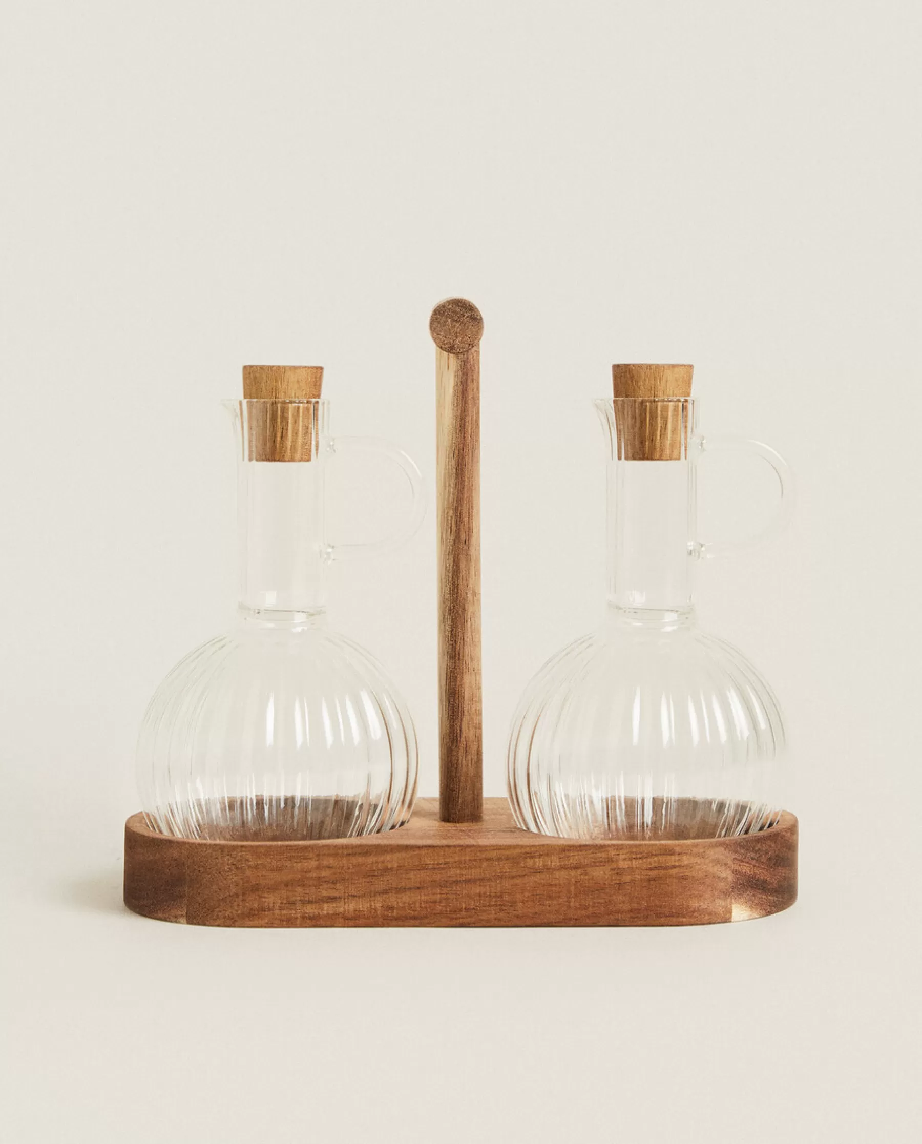 ZARA Home Bososilicate Glass And Wood Cruet Set | Kitchen Accessories