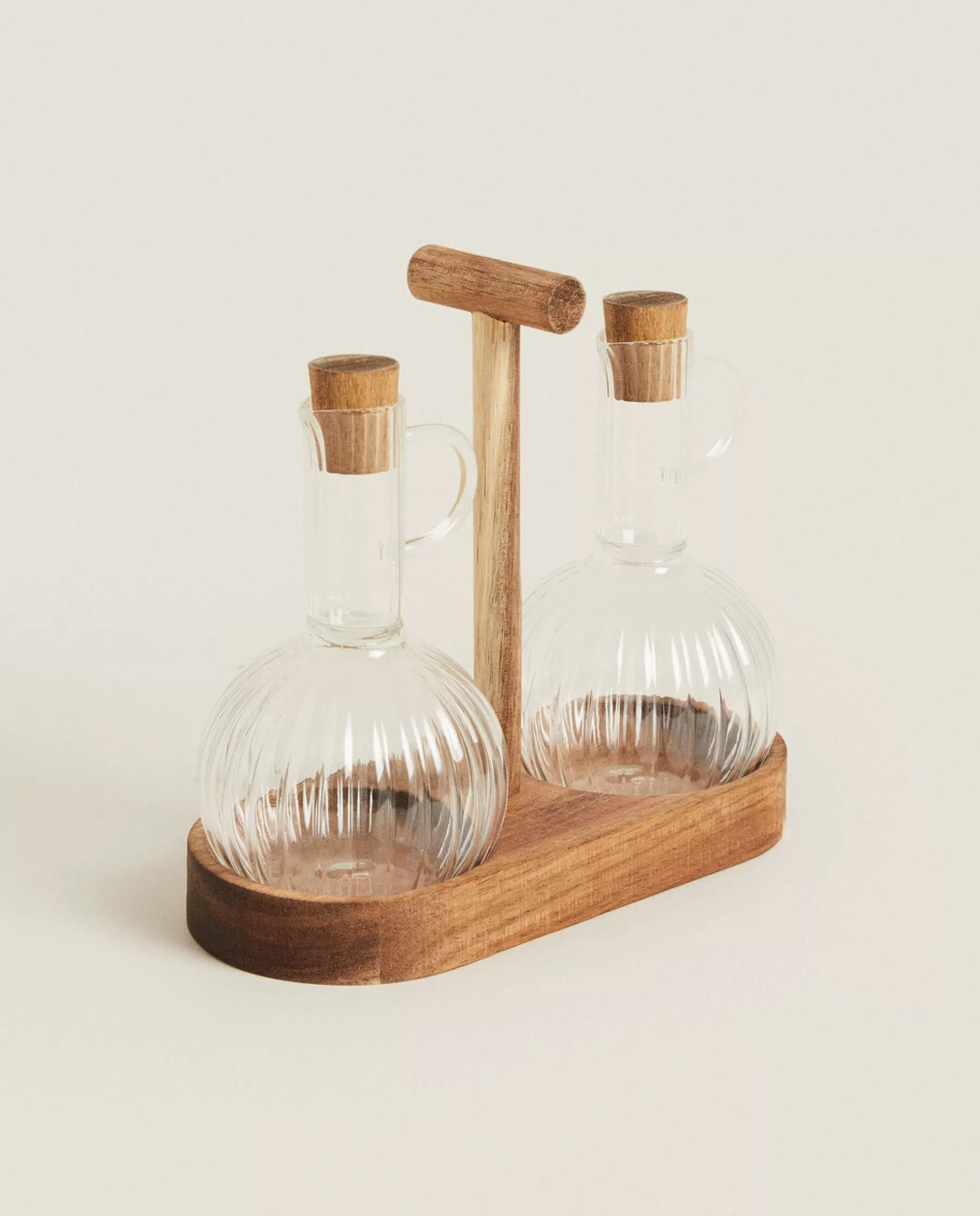 ZARA Home Bososilicate Glass And Wood Cruet Set | Kitchen Accessories