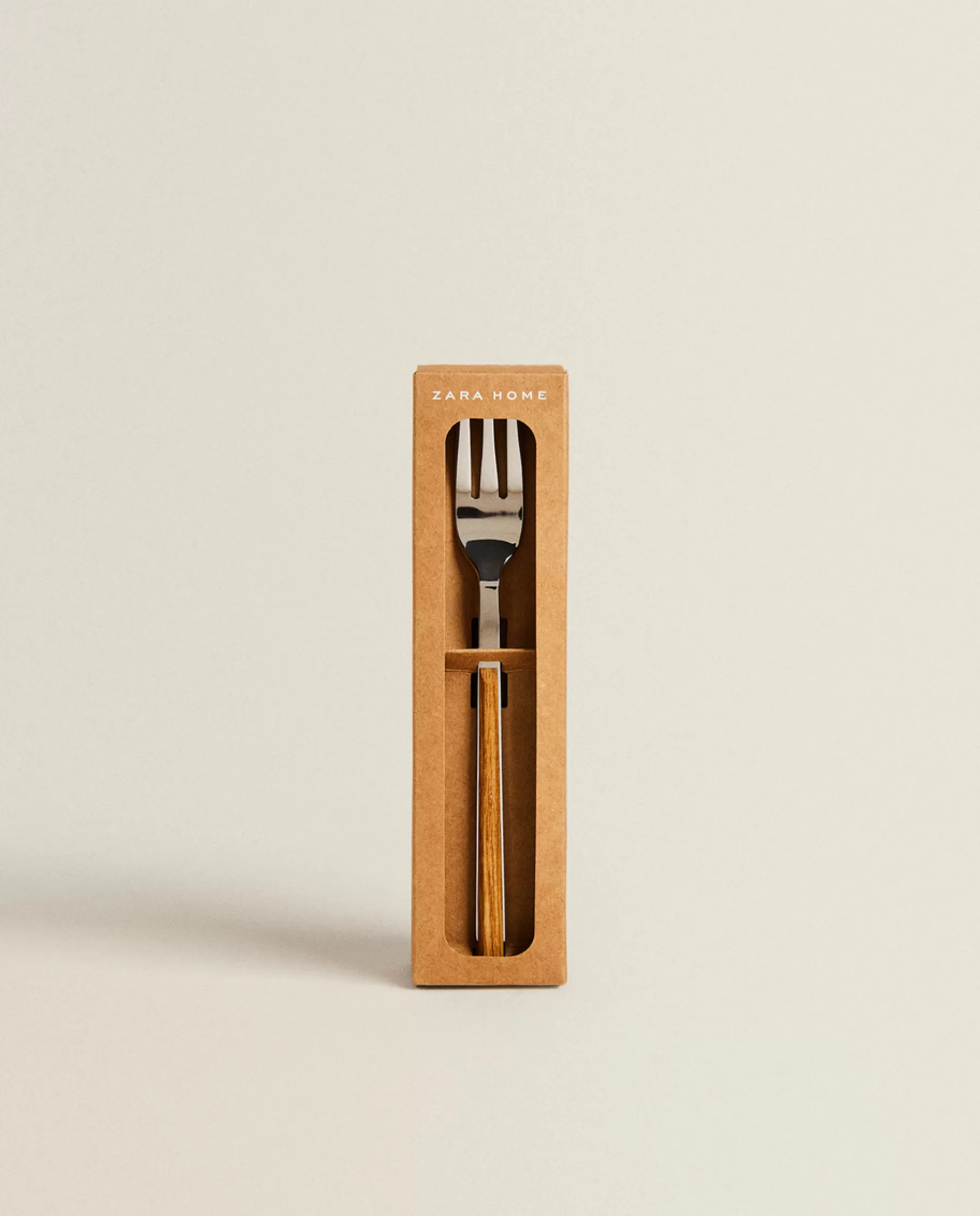 ZARA Home Box 4 Brunch Forks With Wood Pattern Handle | Cutlery