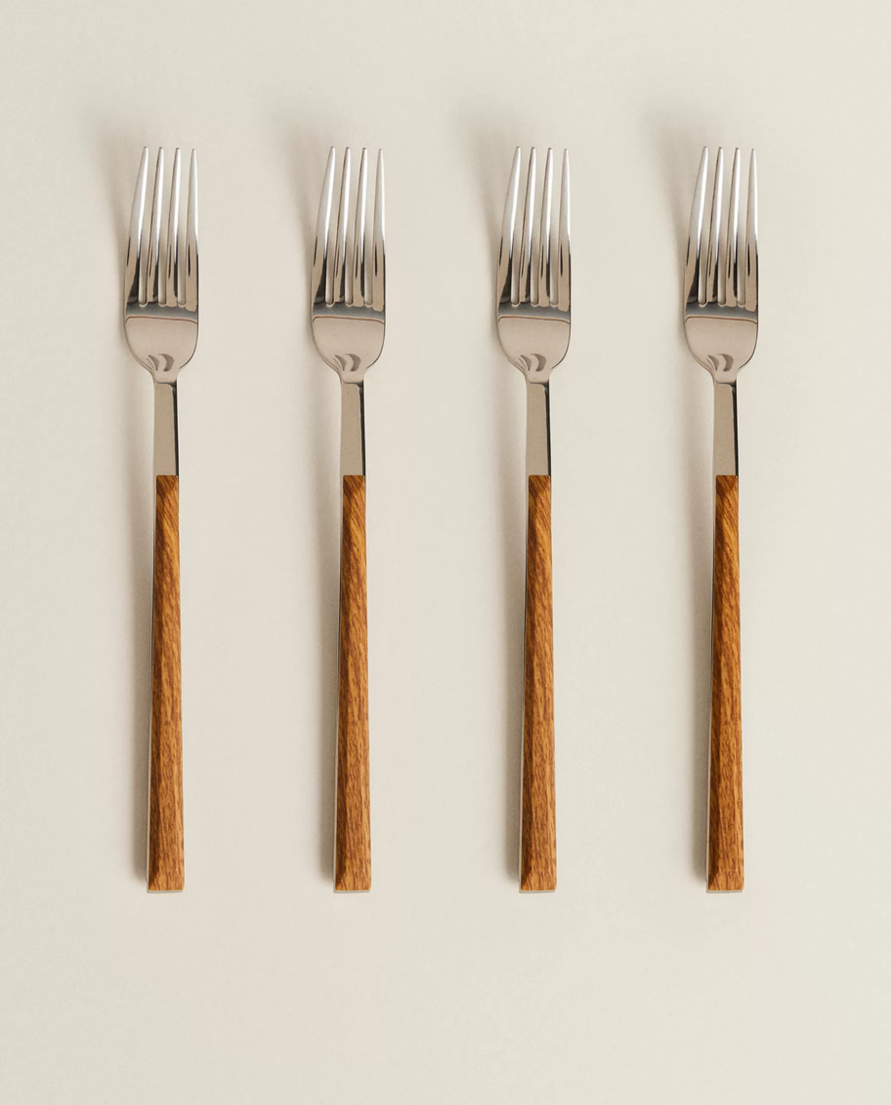 ZARA Home Box 4 Forks With Wood Pattern Handles | Cutlery