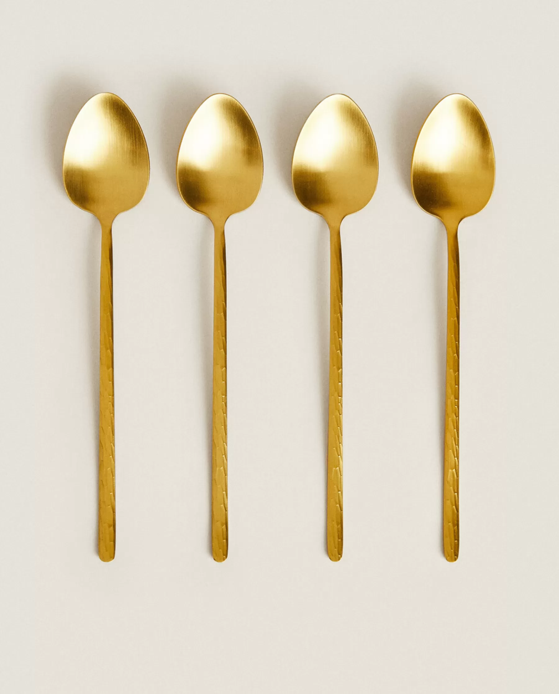 ZARA Home Box Of 4 Spoons With Hammered Handle | Cutlery