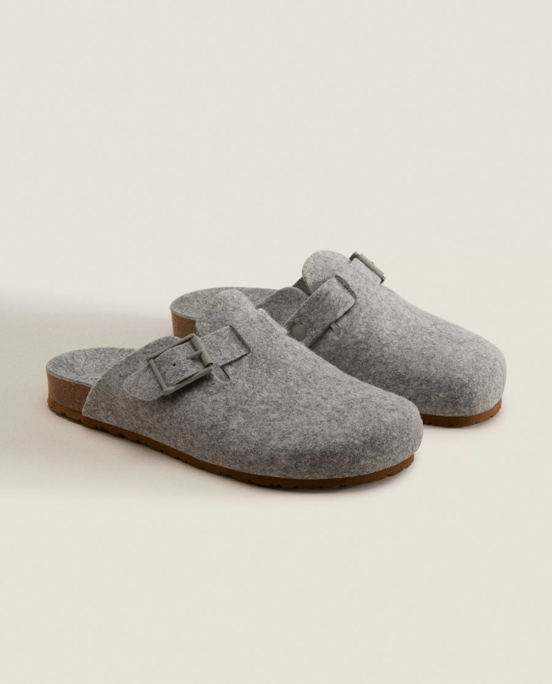 ZARA Home Buckled Felt Mule Clog Slippers | Man