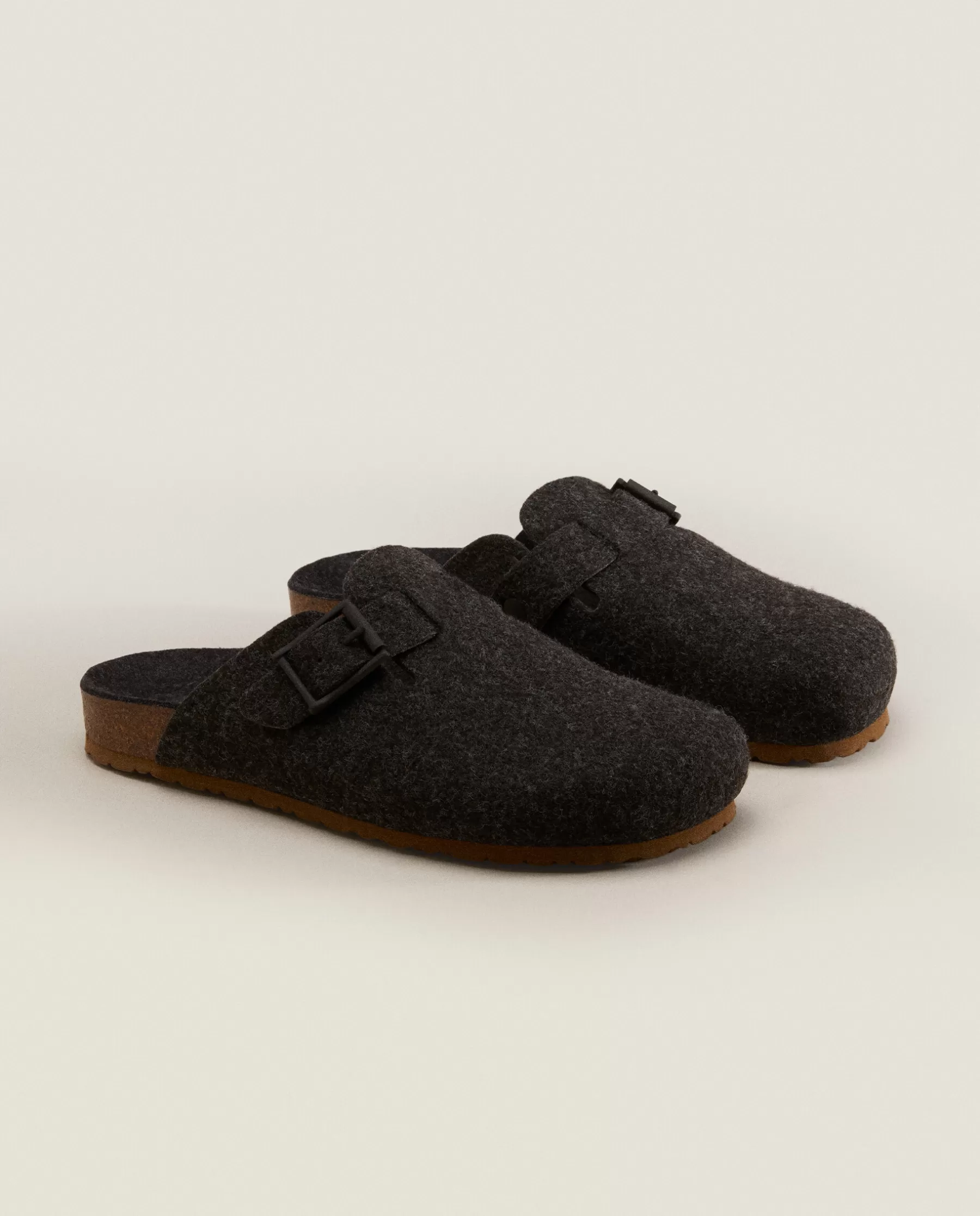 ZARA Home Buckled Felt Mule Clog Slippers | Man