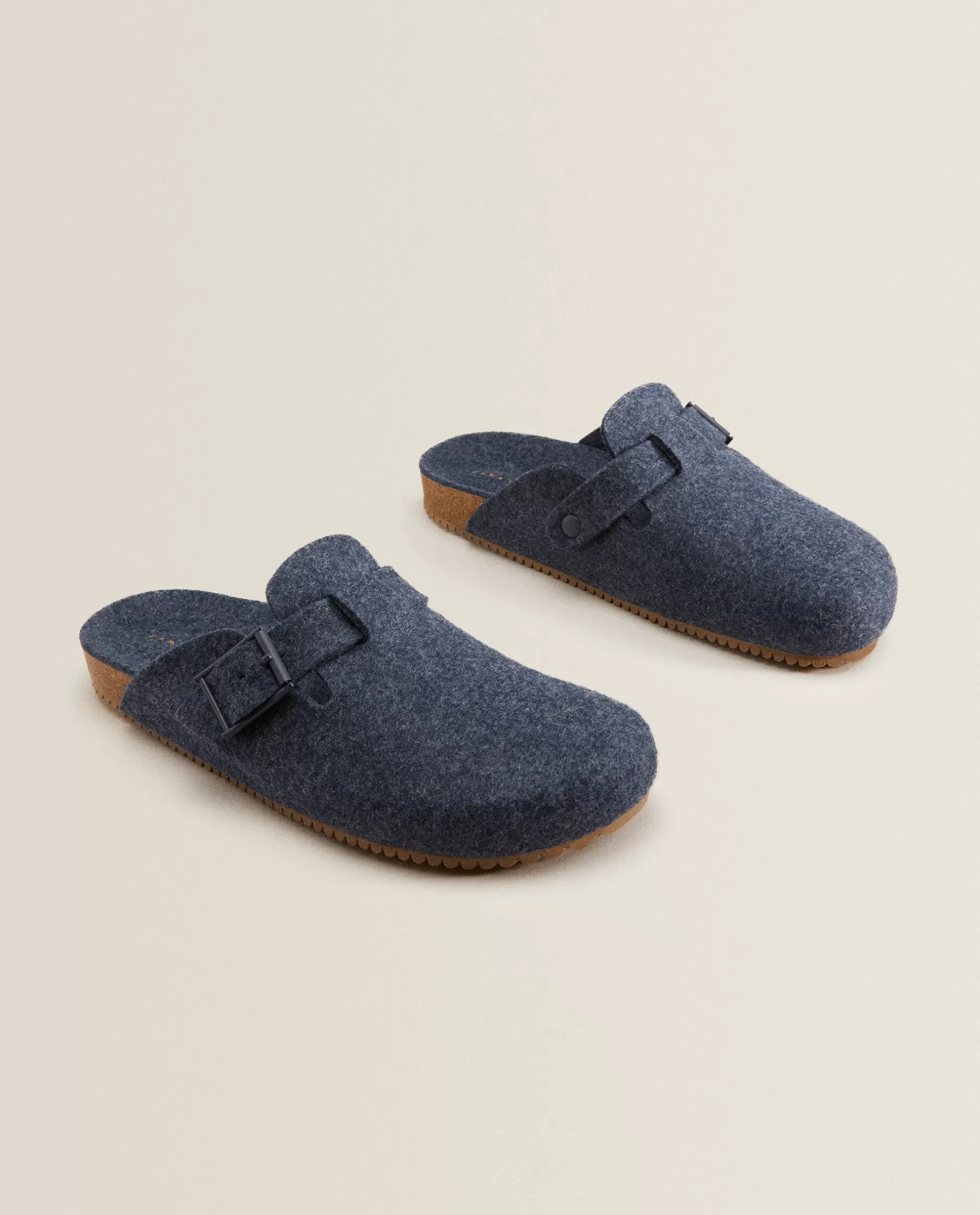 ZARA Home Buckled Felt Mule Clog Slippers | Man