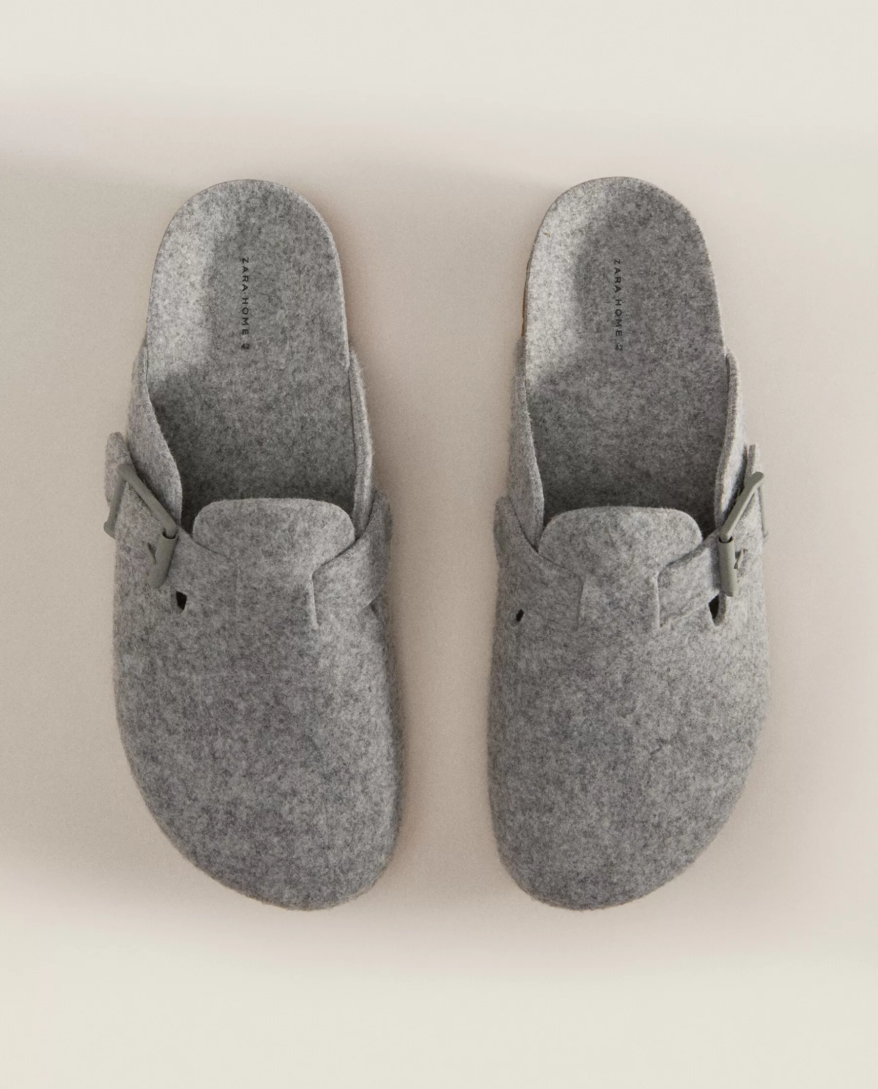 ZARA Home Buckled Felt Mule Clog Slippers | Man