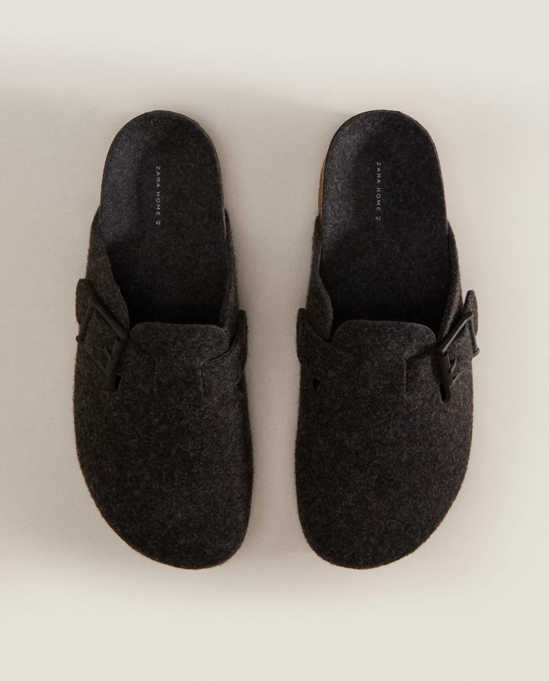 ZARA Home Buckled Felt Mule Clog Slippers | Man