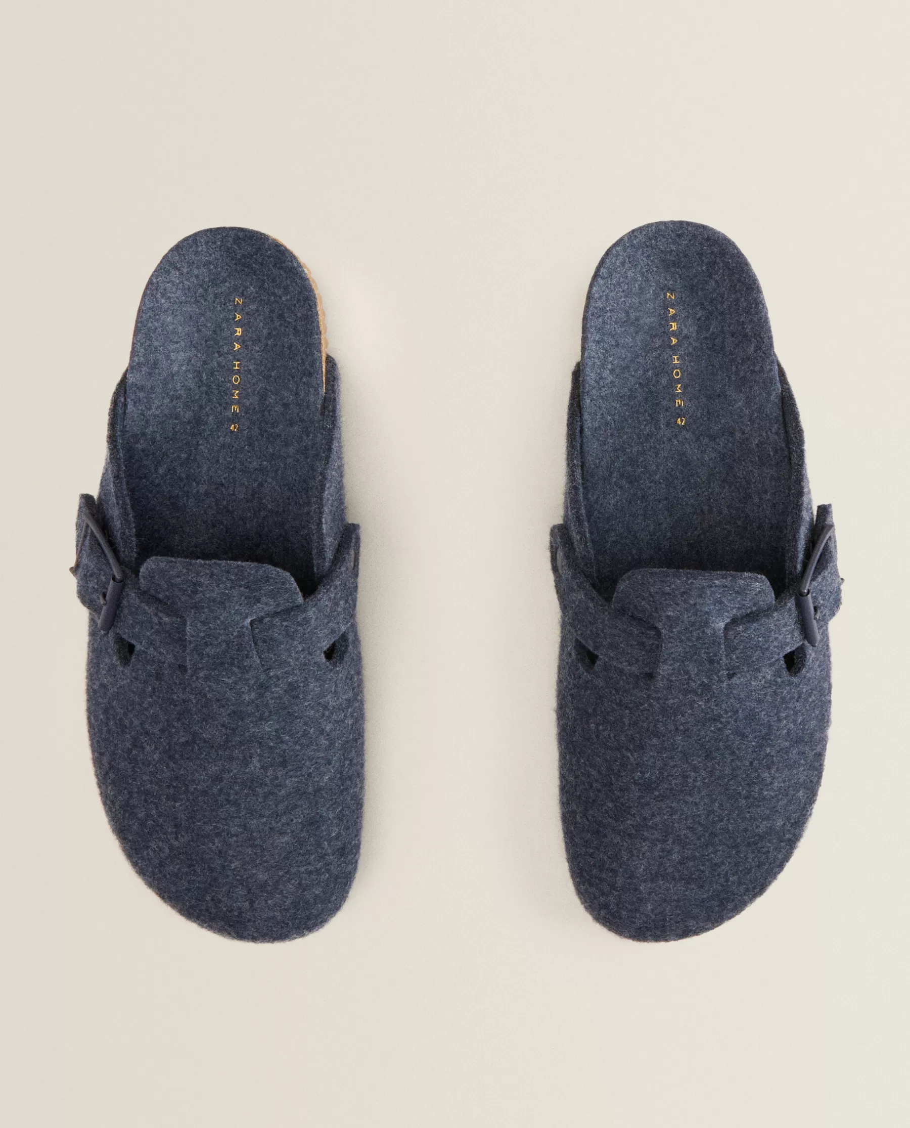 ZARA Home Buckled Felt Mule Clog Slippers | Man