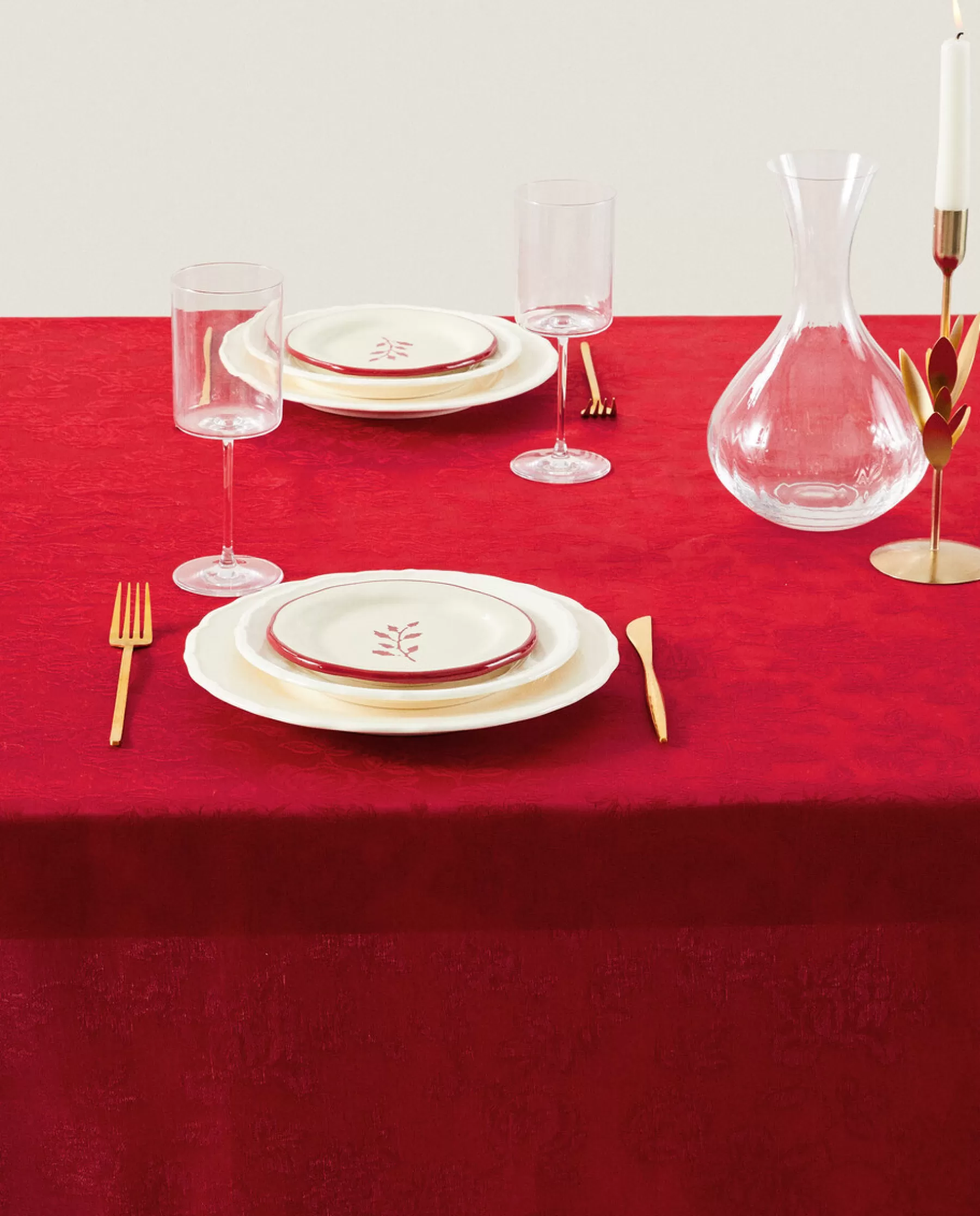 ZARA Home Christmas Floral Jacquard Tablecloth | Dining