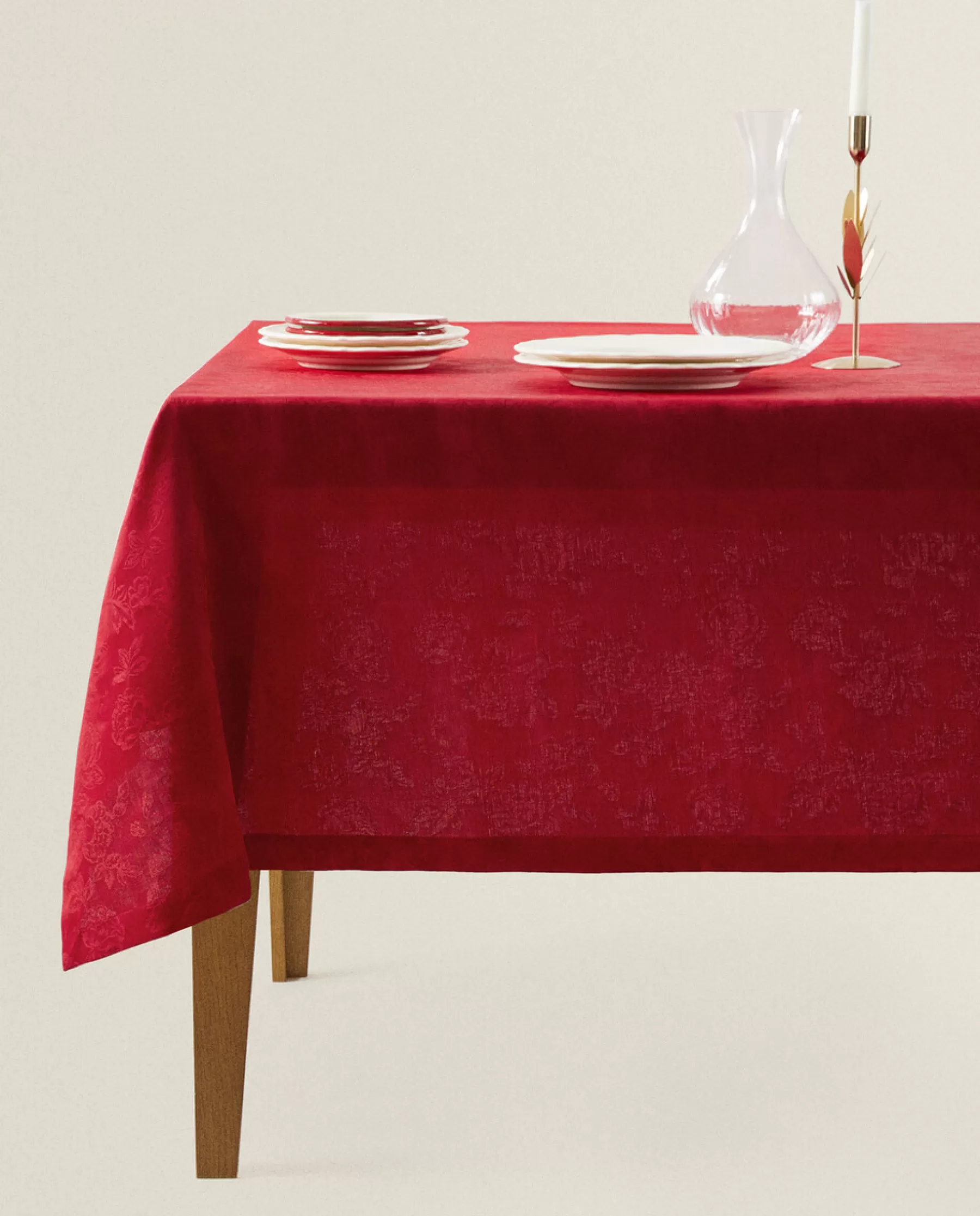 ZARA Home Christmas Floral Jacquard Tablecloth | Dining