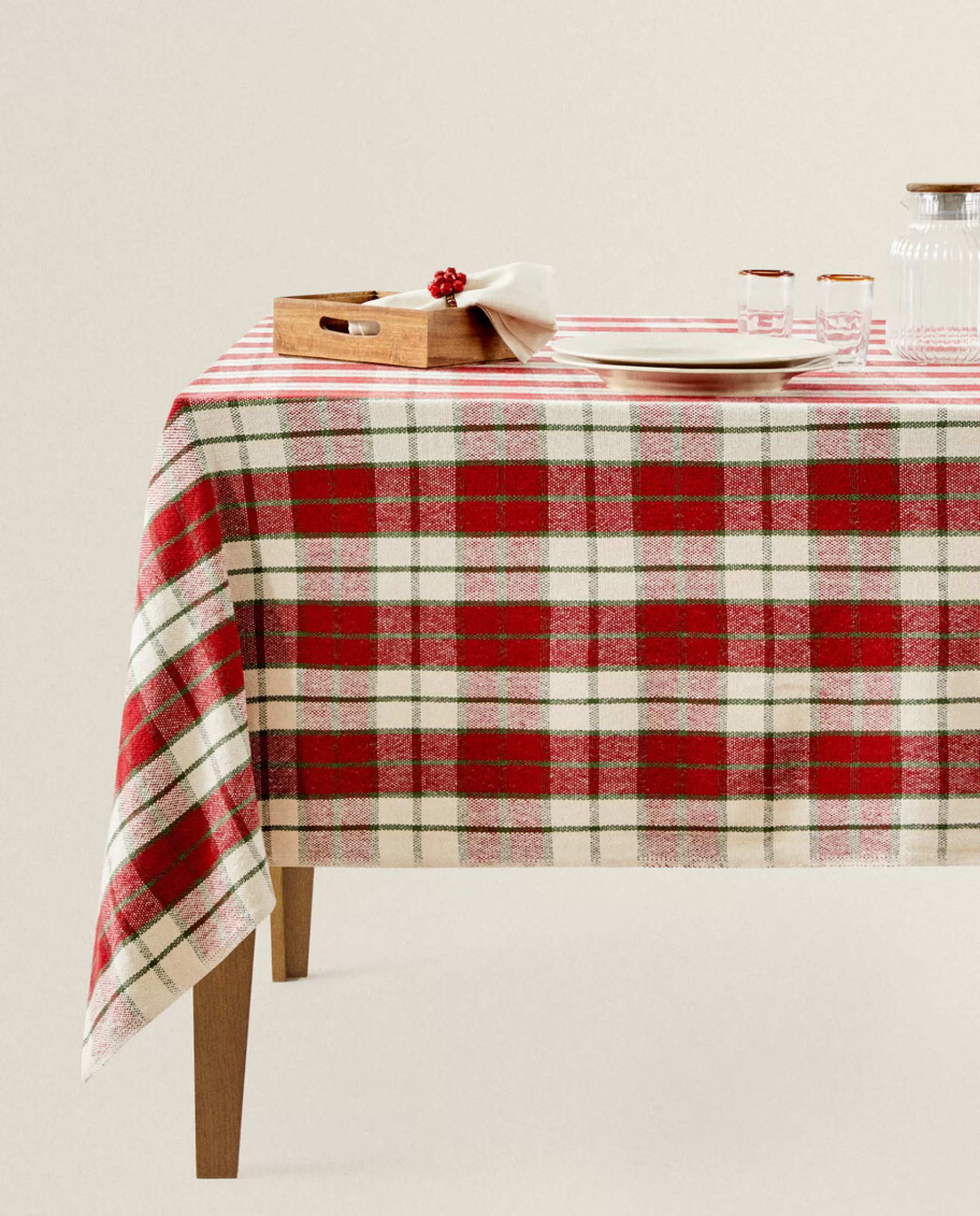 ZARA Home Christmas Tartan Cotton Tablecloth | Dining