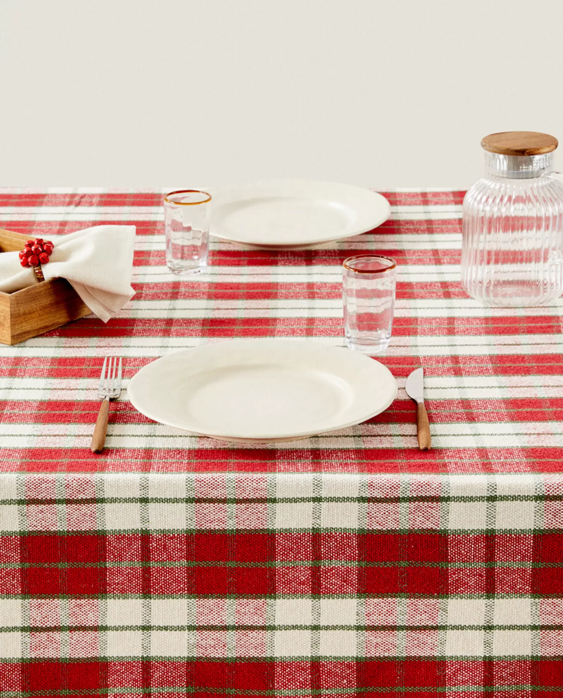 ZARA Home Christmas Tartan Cotton Tablecloth | Dining