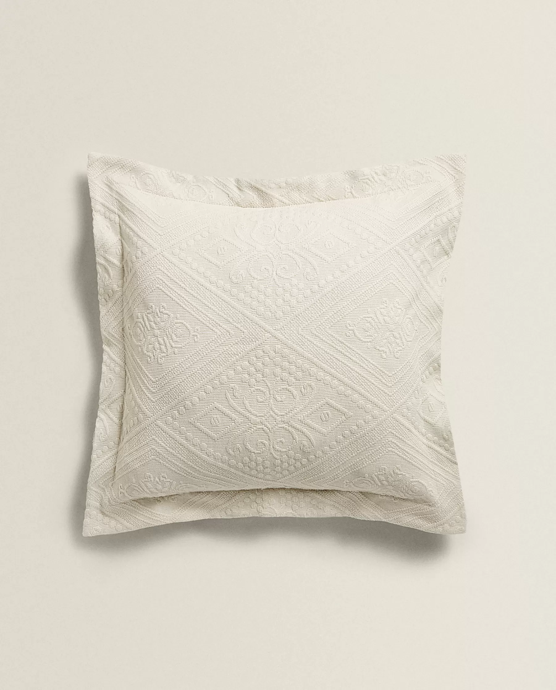 ZARA Home Cotton Throw Pillow Cover With Geometric Design | Bedspreads