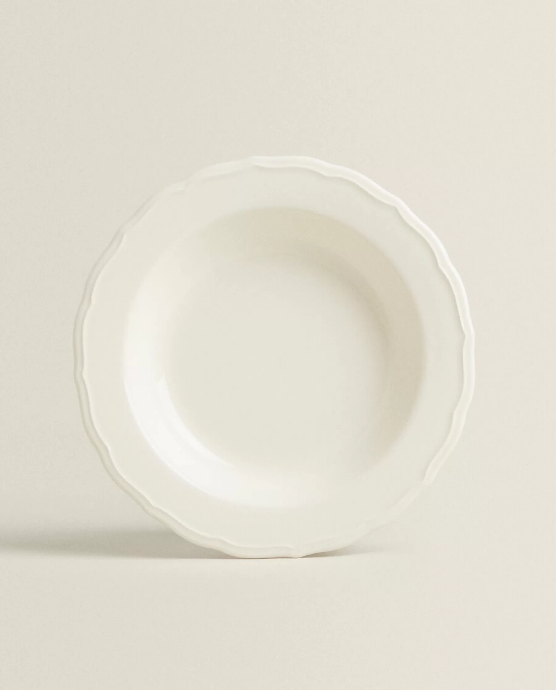 ZARA Home Earthenware Soup Plate With Raised-Design Edge | Soup Plates