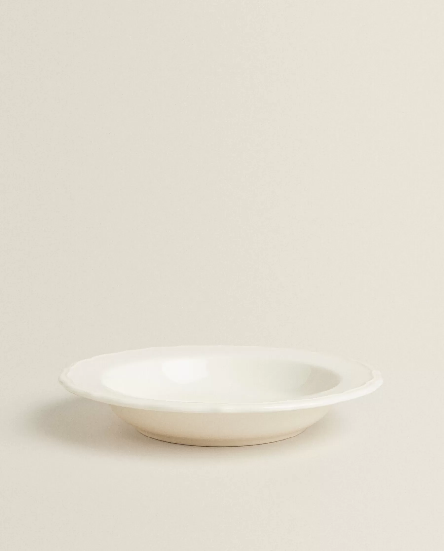 ZARA Home Earthenware Soup Plate With Raised-Design Edge | Soup Plates