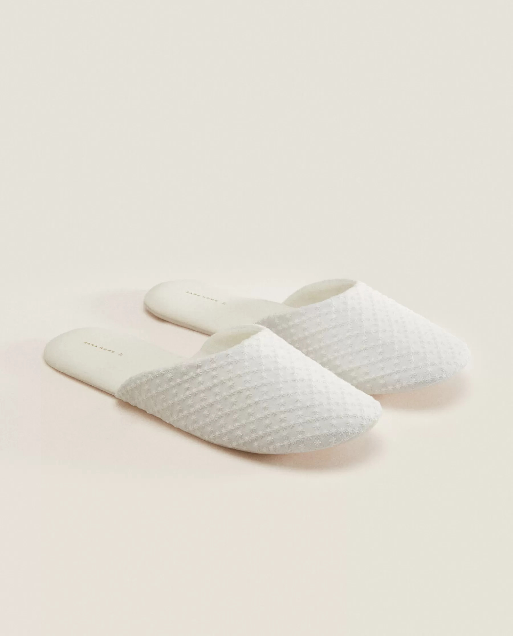 ZARA Home Embroidered Fabric Slippers | Woman