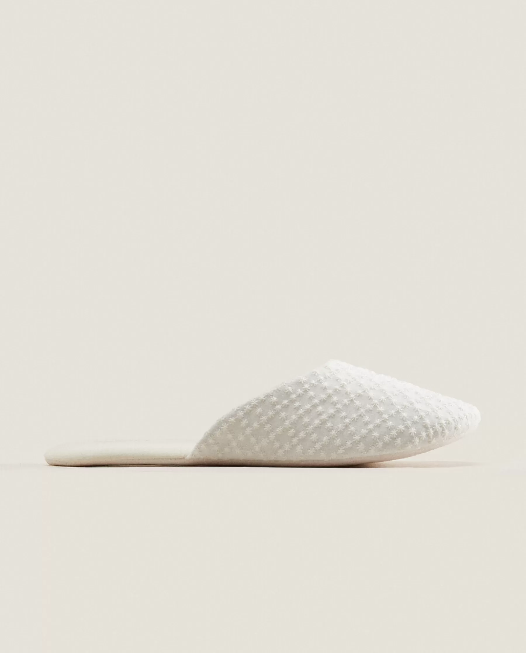 ZARA Home Embroidered Fabric Slippers | Woman