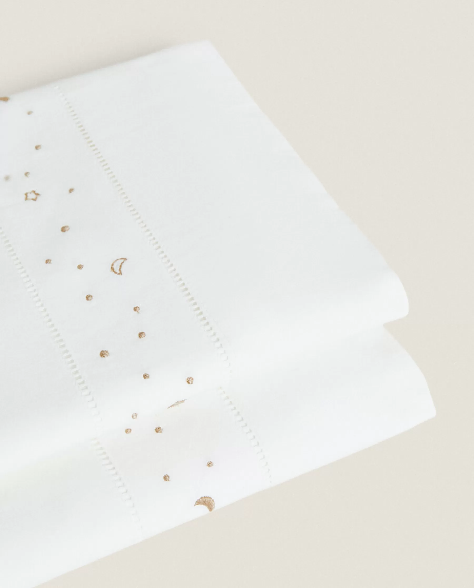 ZARA Home Embroidered Moons And Stars Flat Sheet | Crib Bedding