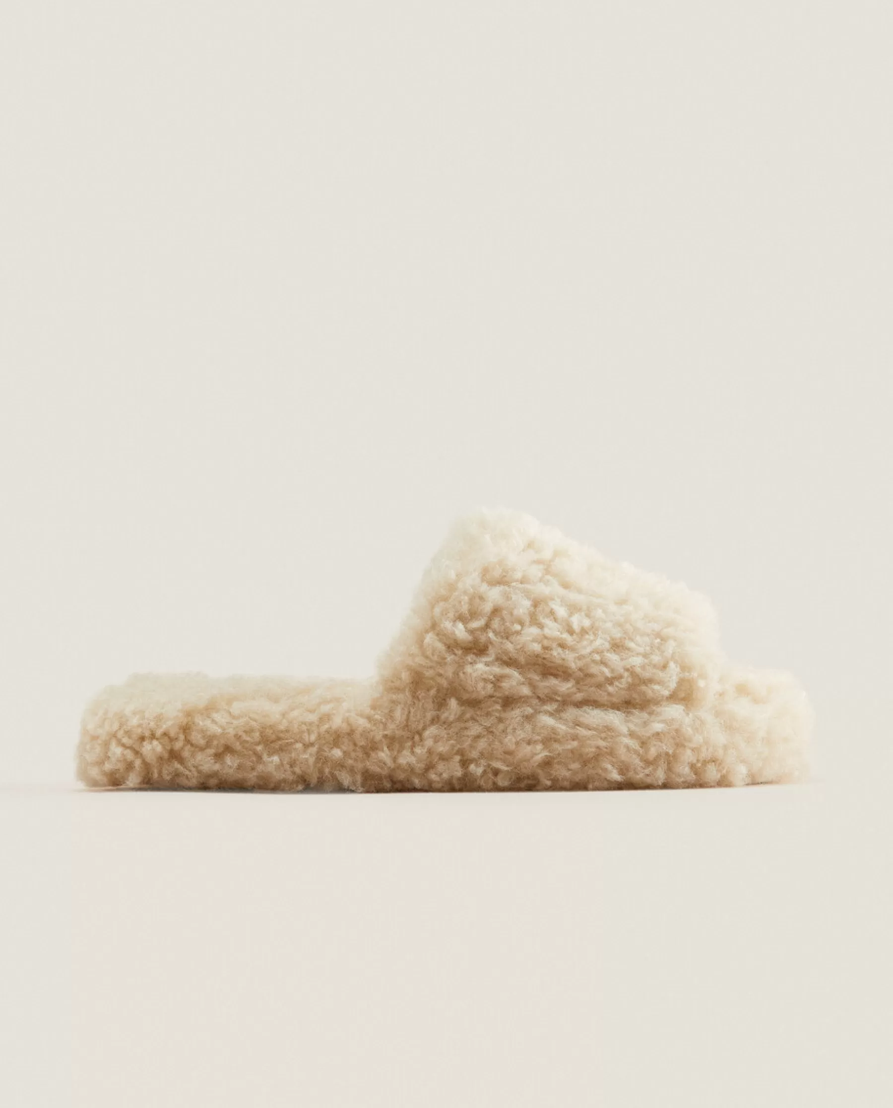 ZARA Home Faux Fur Platform Slider Slippers | Woman