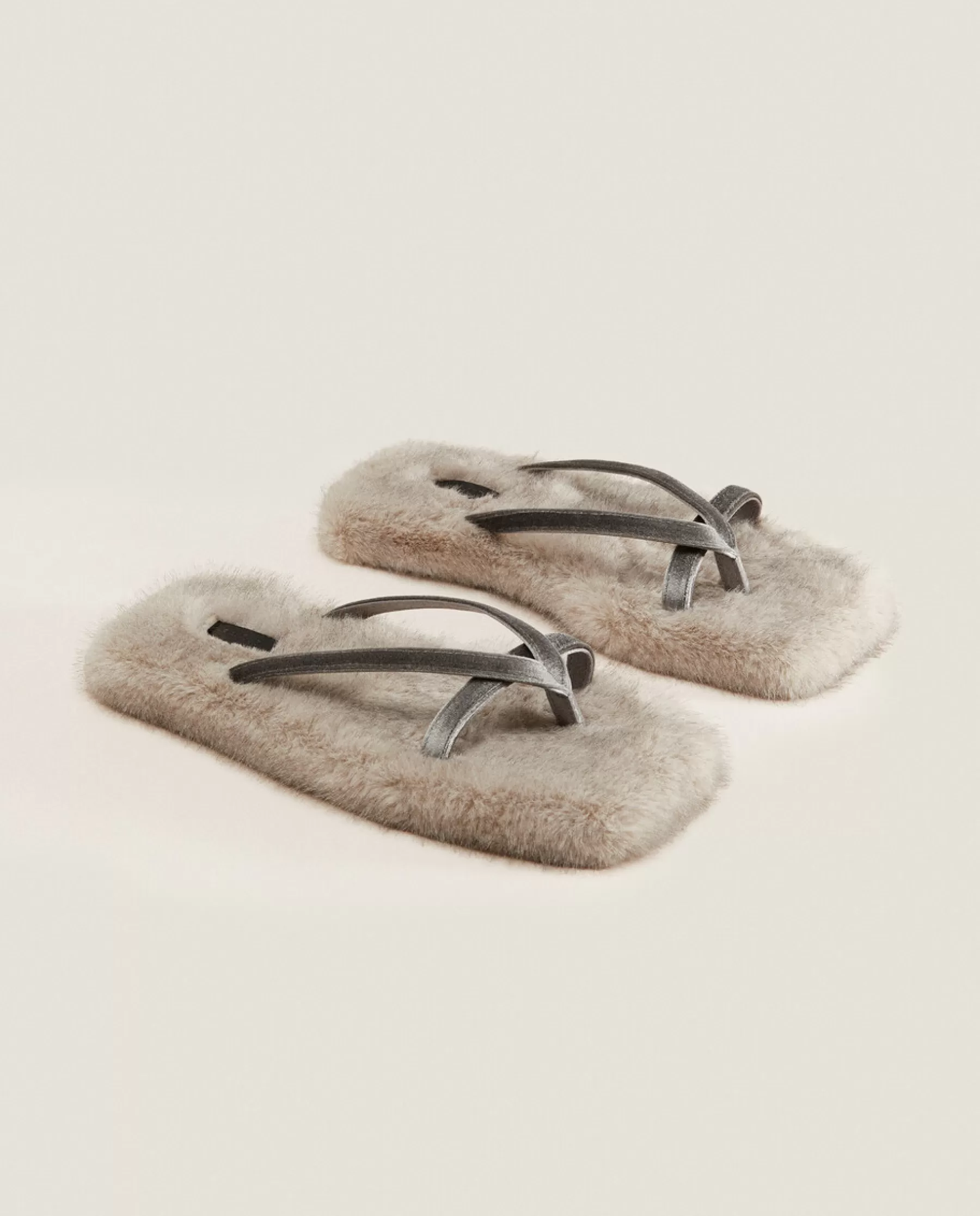 ZARA Home Faux Fur Sandal Slippers | Woman