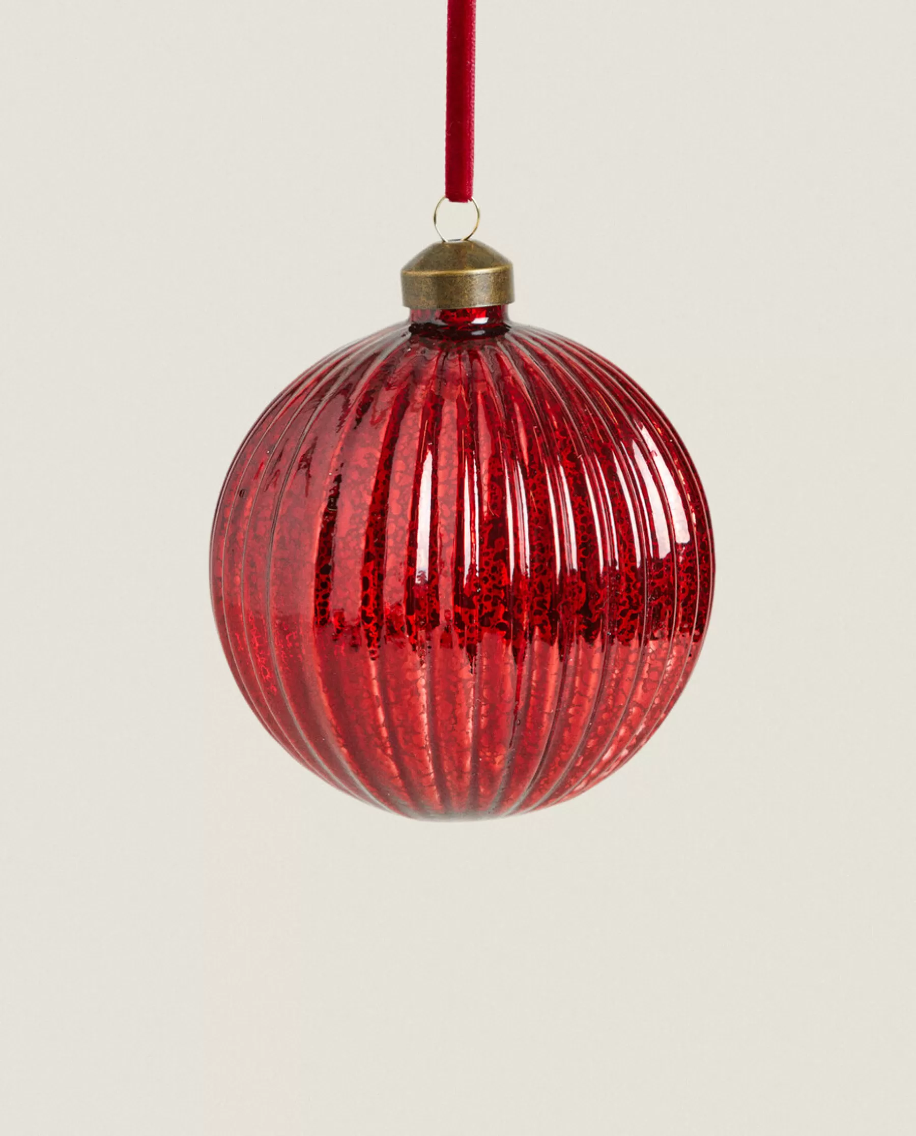 ZARA Home Glass Christmas Bauble Decoration With Stripes | Decoration