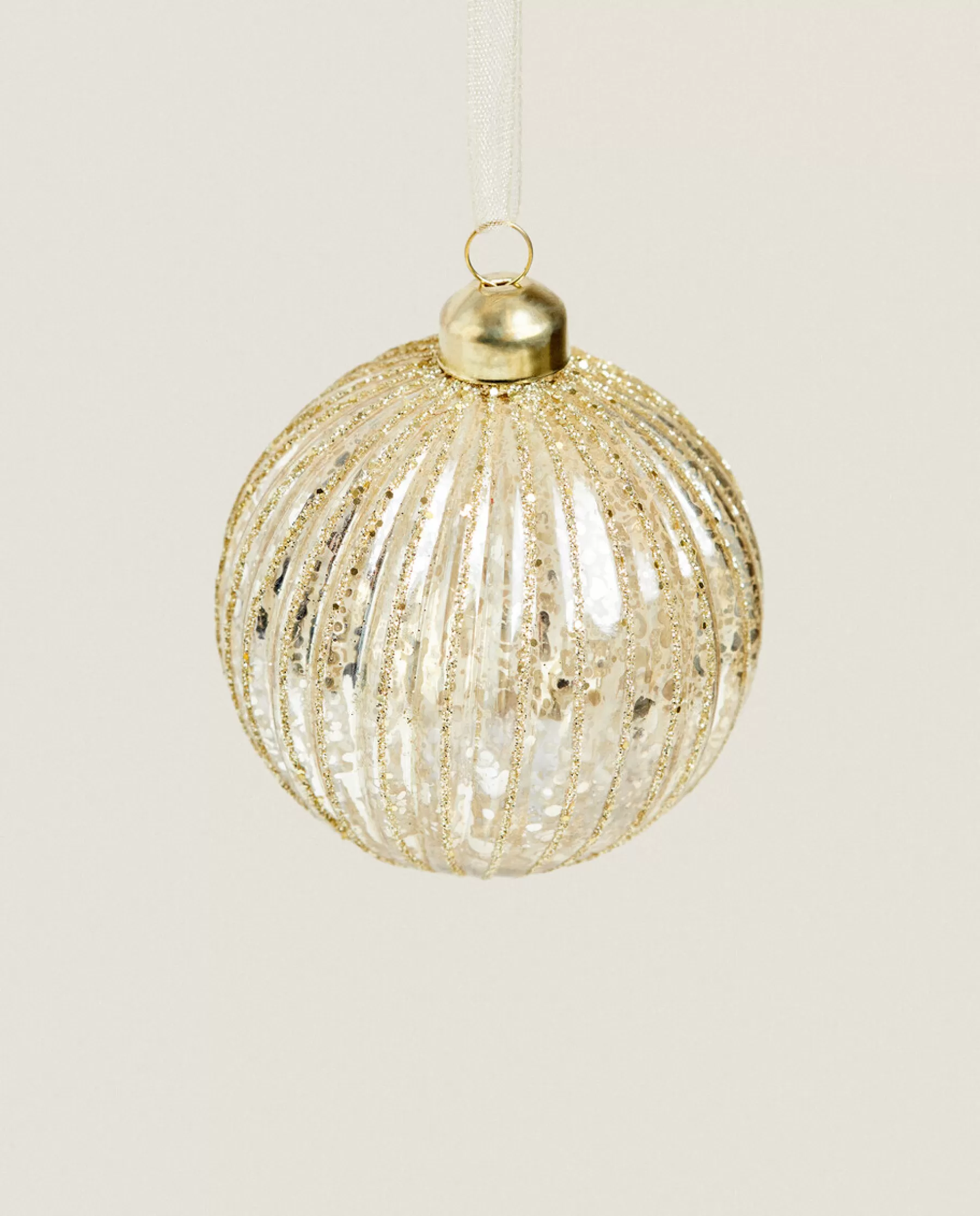 ZARA Home Glass Christmas Bauble Decoration With Stripes | Decoration