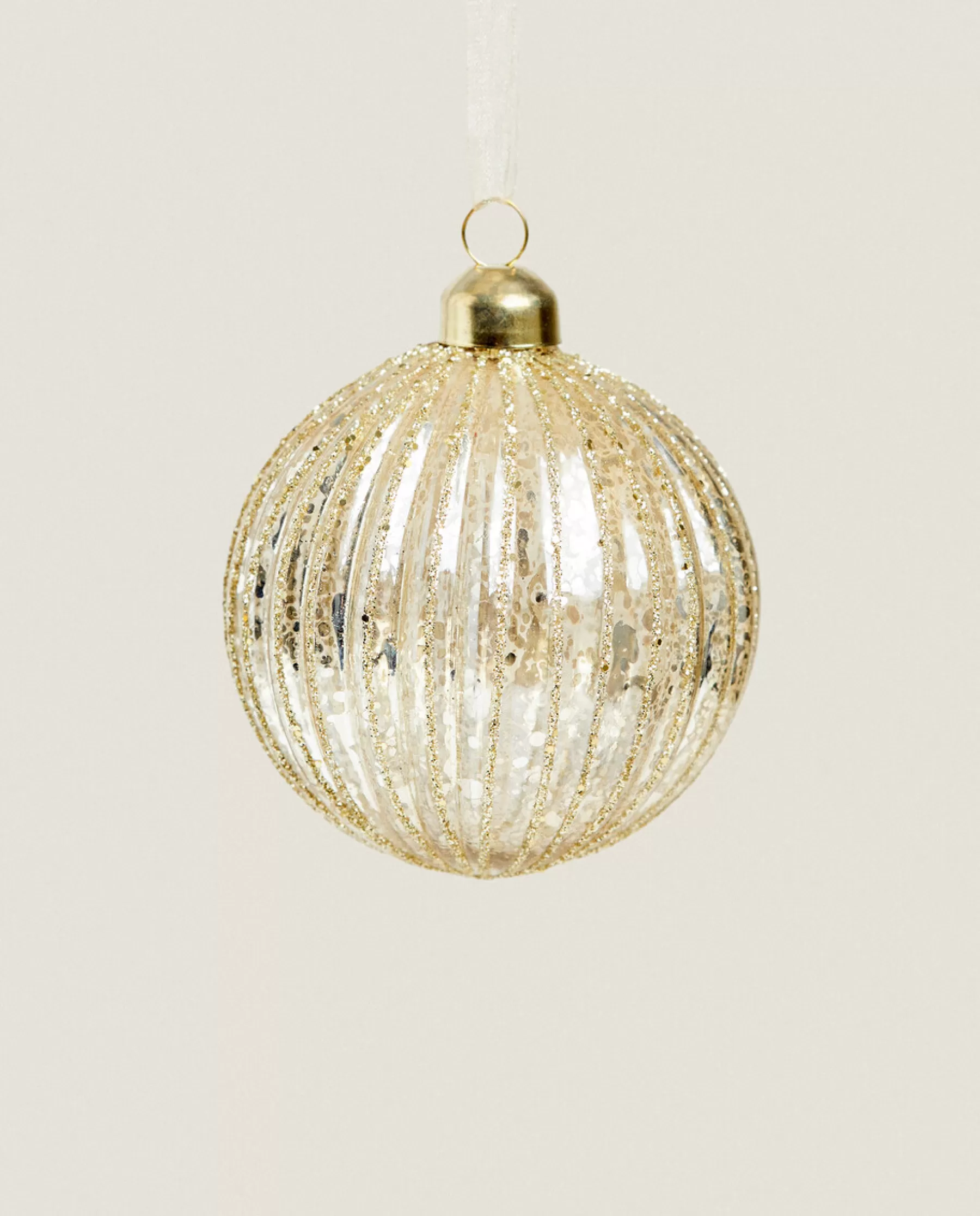 ZARA Home Glass Christmas Bauble Decoration With Stripes | Decoration