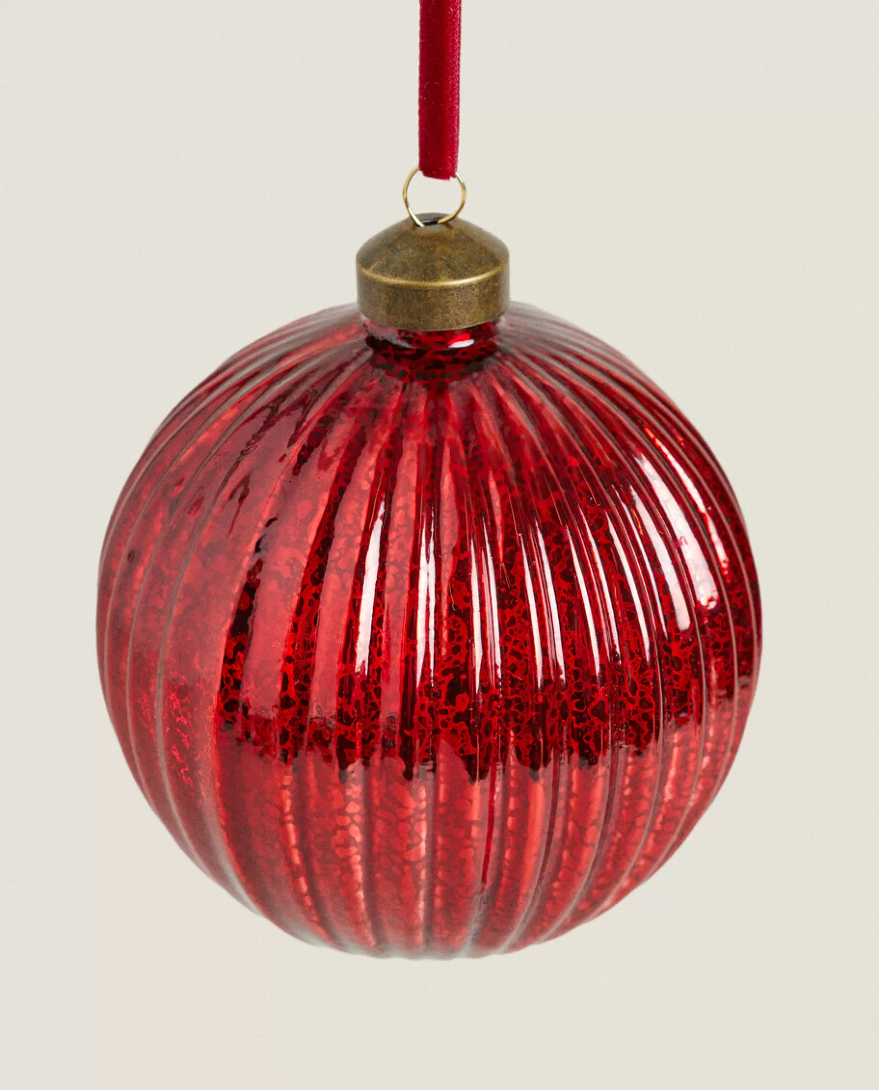 ZARA Home Glass Christmas Bauble Decoration With Stripes | Decoration