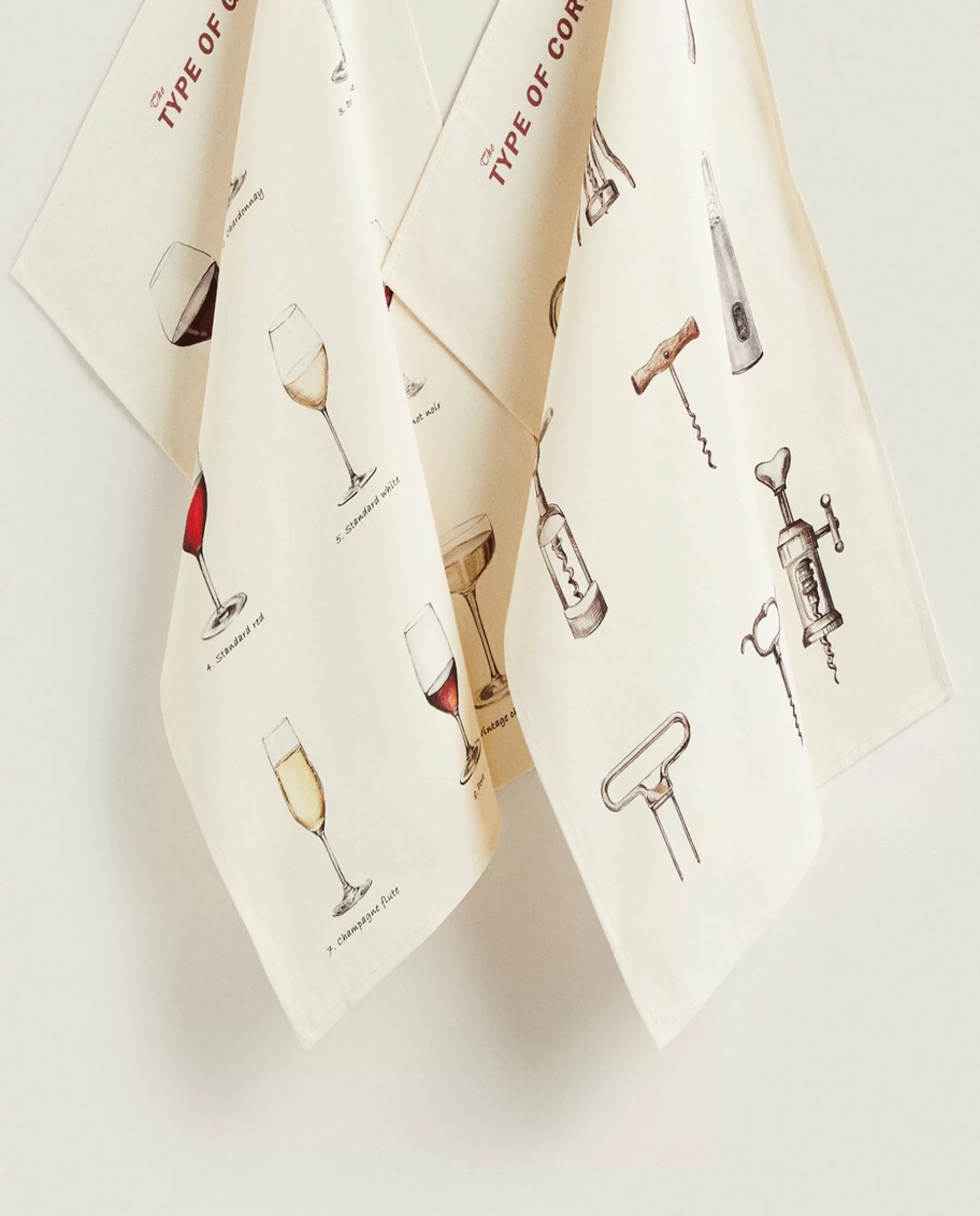 ZARA Home Glass Print Kitchen Towel (Pack Of 2) | Wine & Cheese Collection