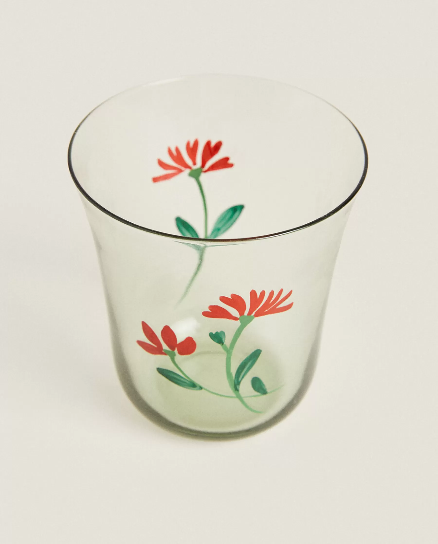 ZARA Home Glass Tumbler With Floral Silk Screen | Tumblers