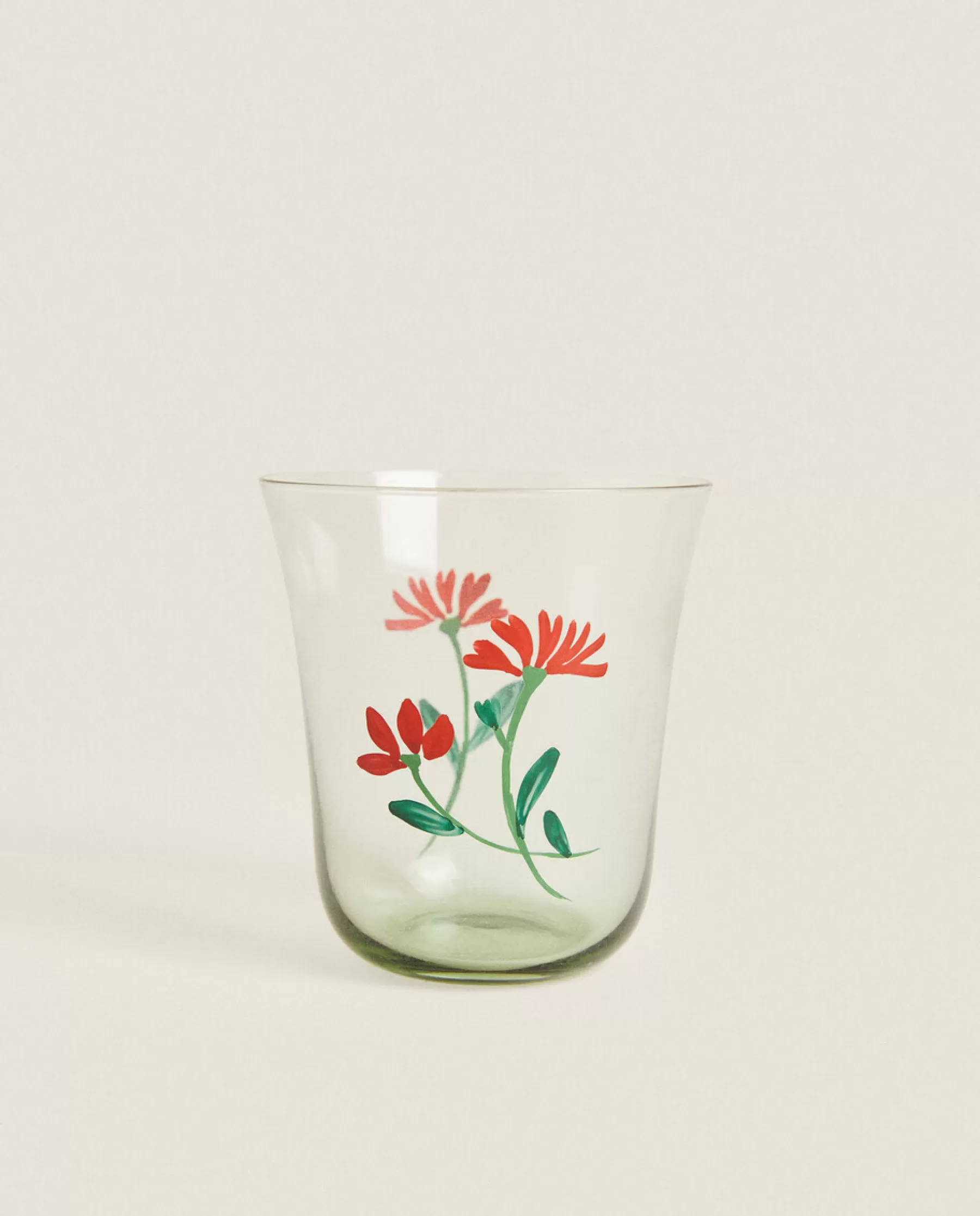 ZARA Home Glass Tumbler With Floral Silk Screen | Tumblers