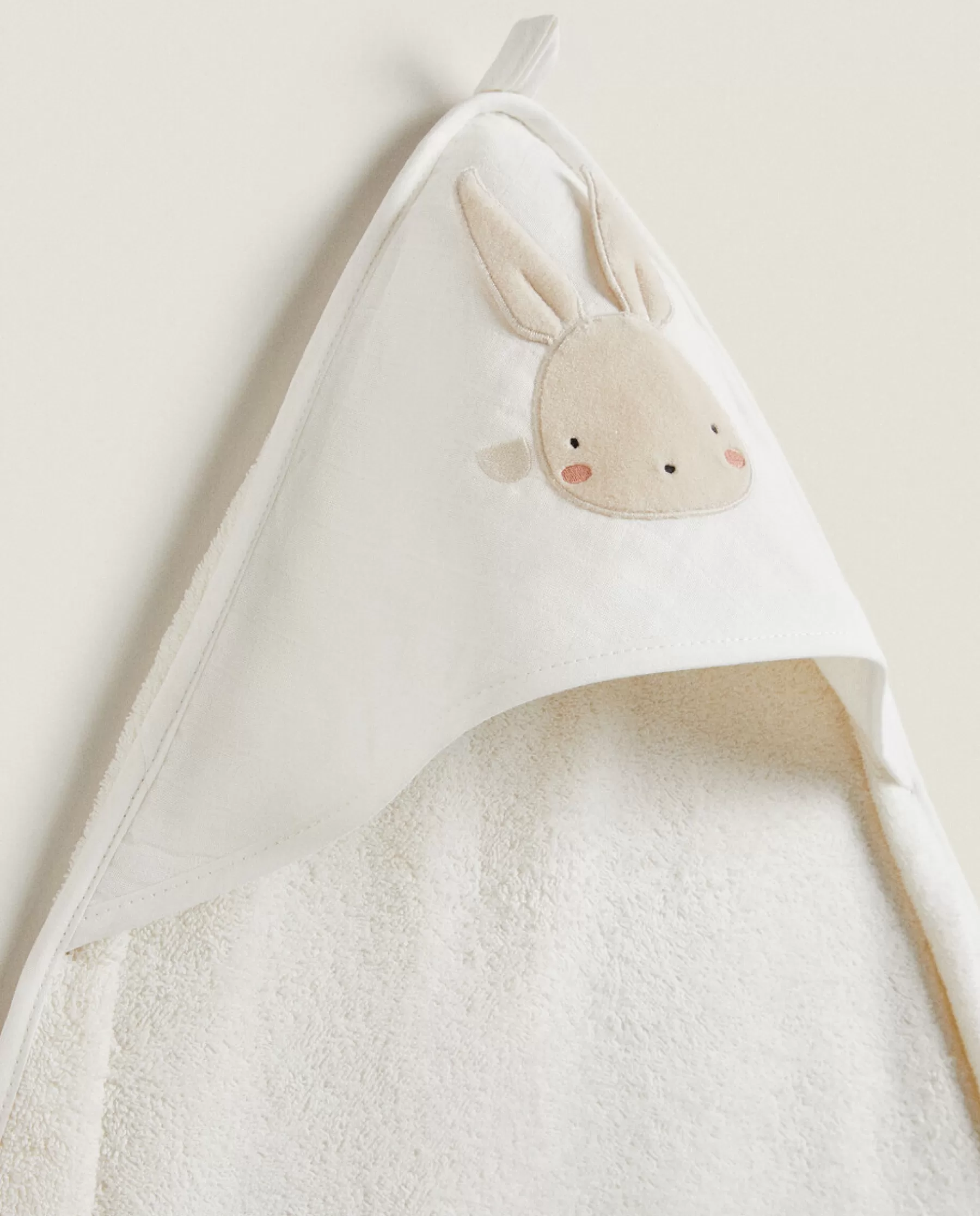 ZARA Home Hooded Baby Towel With Bunny Applique | Bathroom