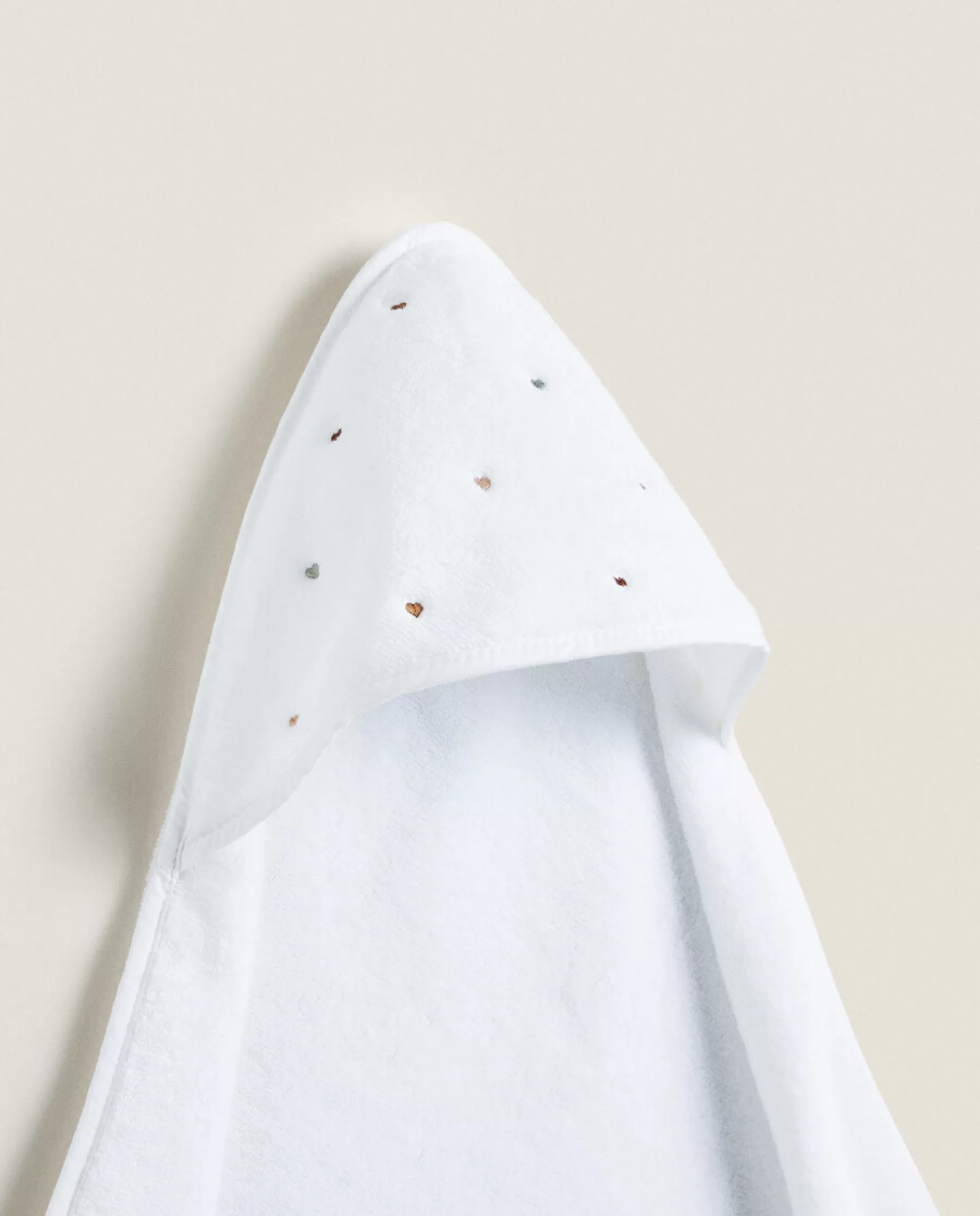 ZARA Home Hooded Baby Towel With Embroidered Hearts | Bathroom