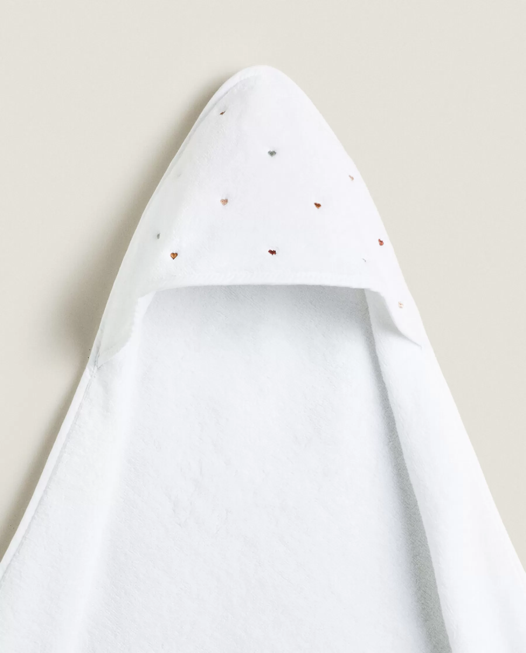 ZARA Home Hooded Baby Towel With Embroidered Hearts | Bathroom