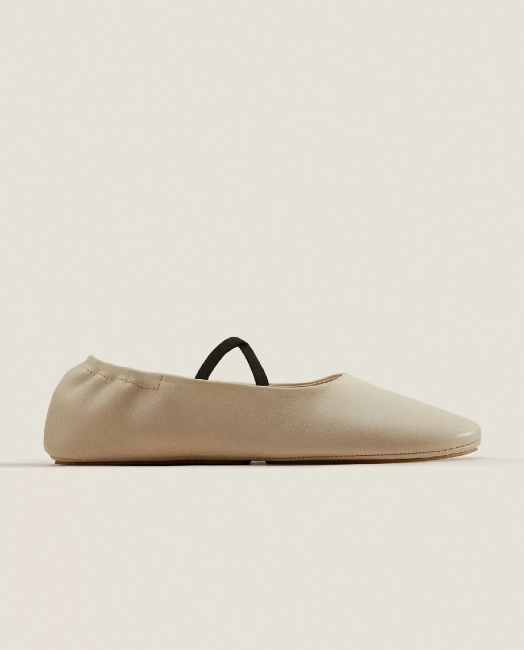 ZARA Home Leather Ballet Flats With A High Vamp | Woman