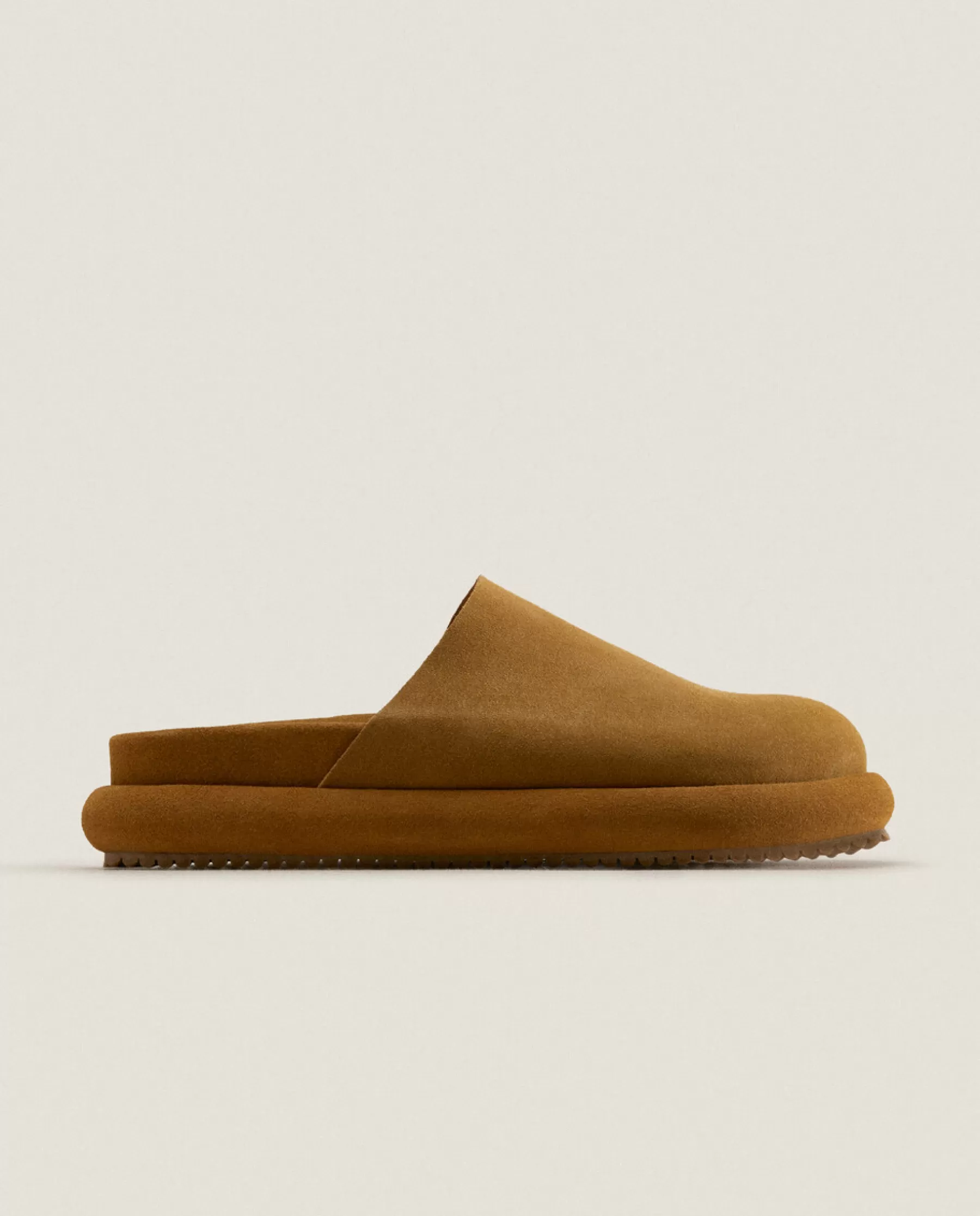 ZARA Home Leather Mule Slippers With Sole Detail | Woman