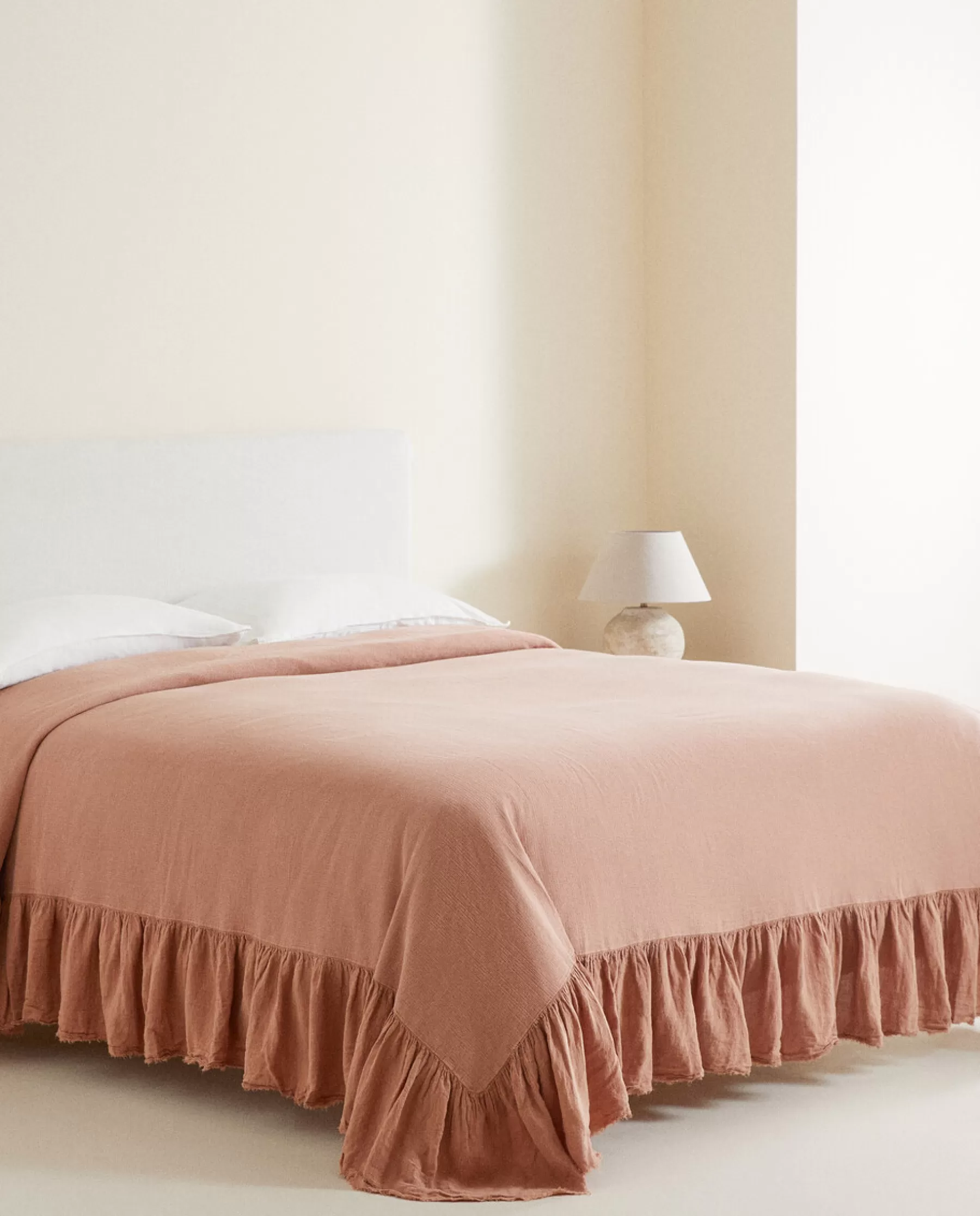 ZARA Home Linen Ruffle Bedspread | Bedspreads