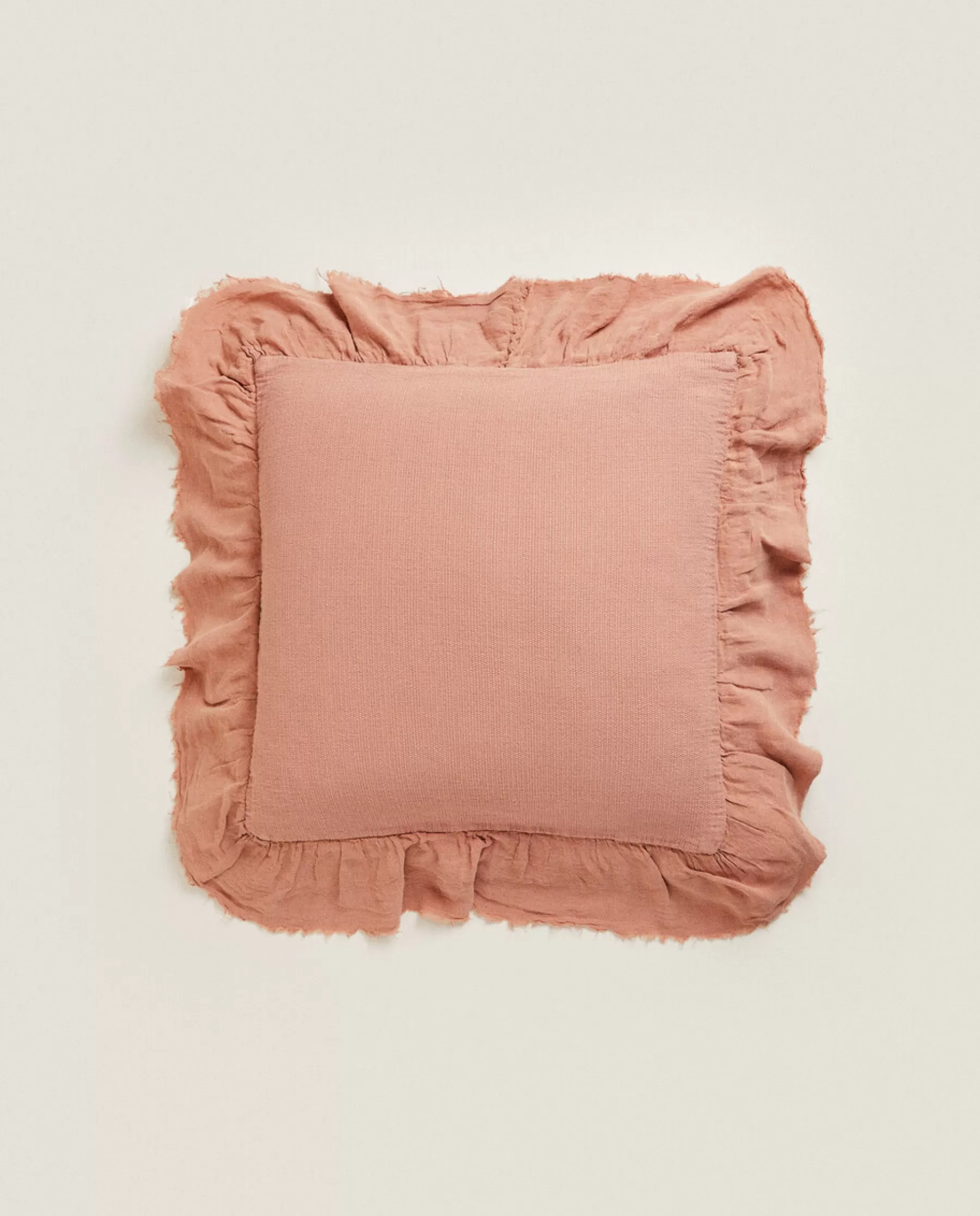 ZARA Home Linen Ruffle Throw Pillow Cover | Bedspreads