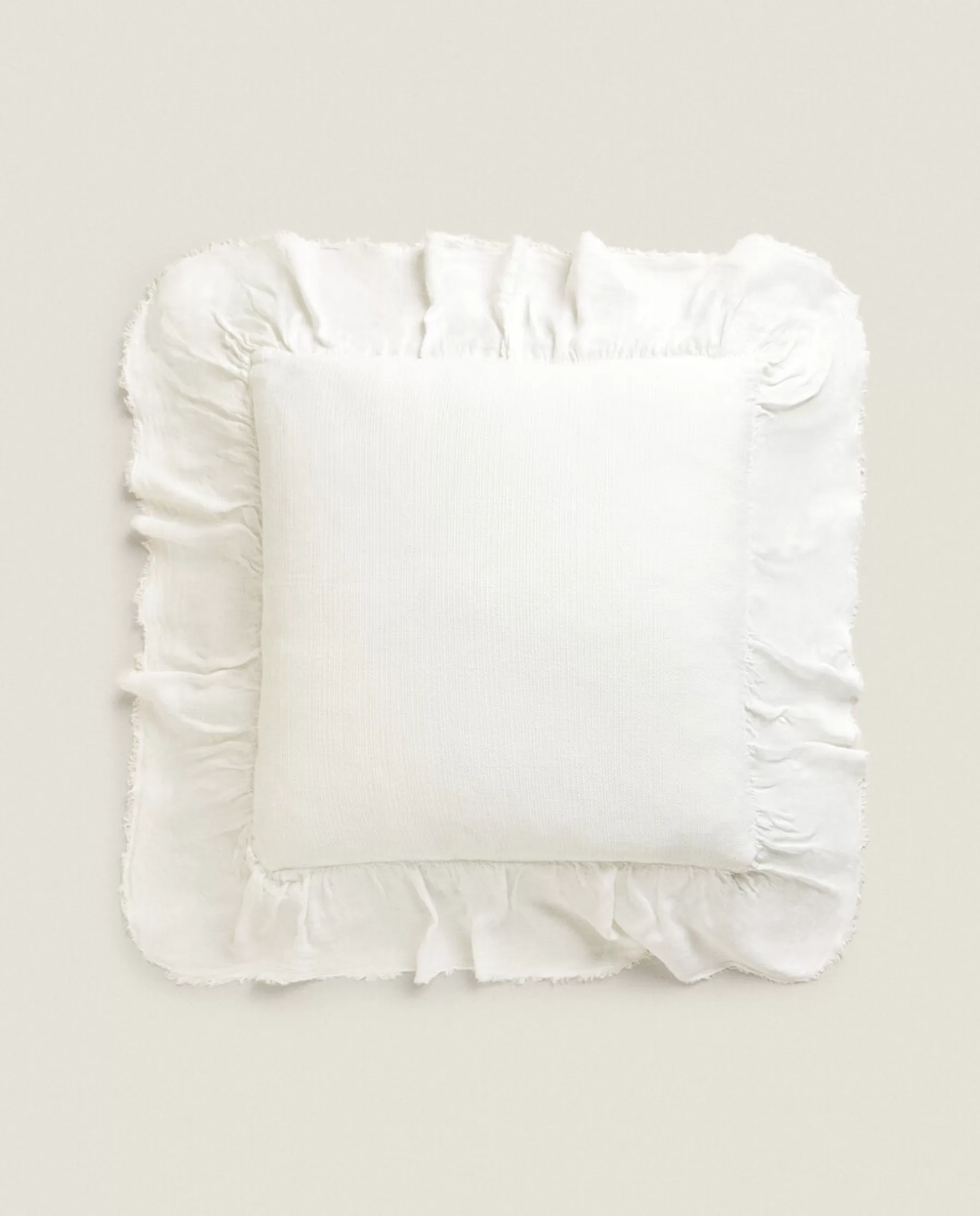 ZARA Home Linen Ruffle Throw Pillow Cover | Bedspreads