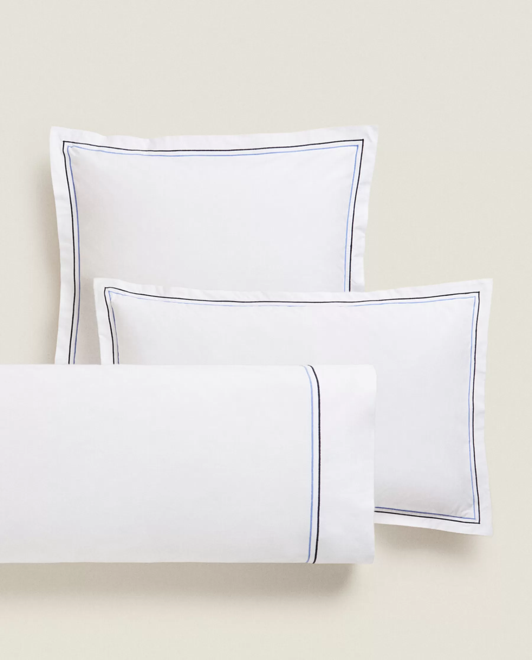 ZARA Home Pillowcase With Two Embroidered Lines | Pillowcases