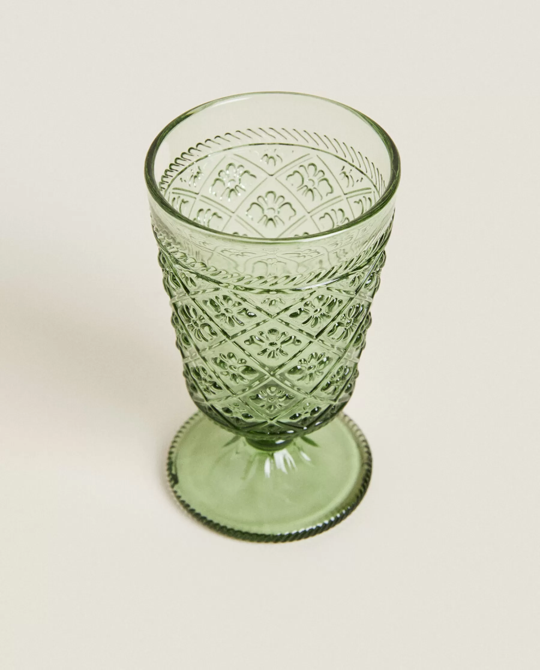 ZARA Home Raised Floral Design Wine Glass | Glasses And Flutes