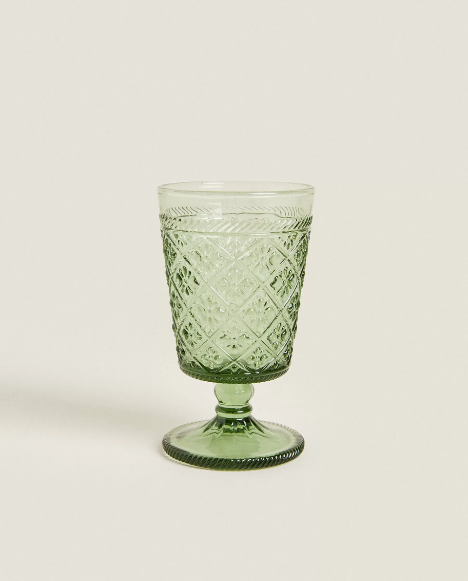 ZARA Home Raised Floral Design Wine Glass | Glasses And Flutes