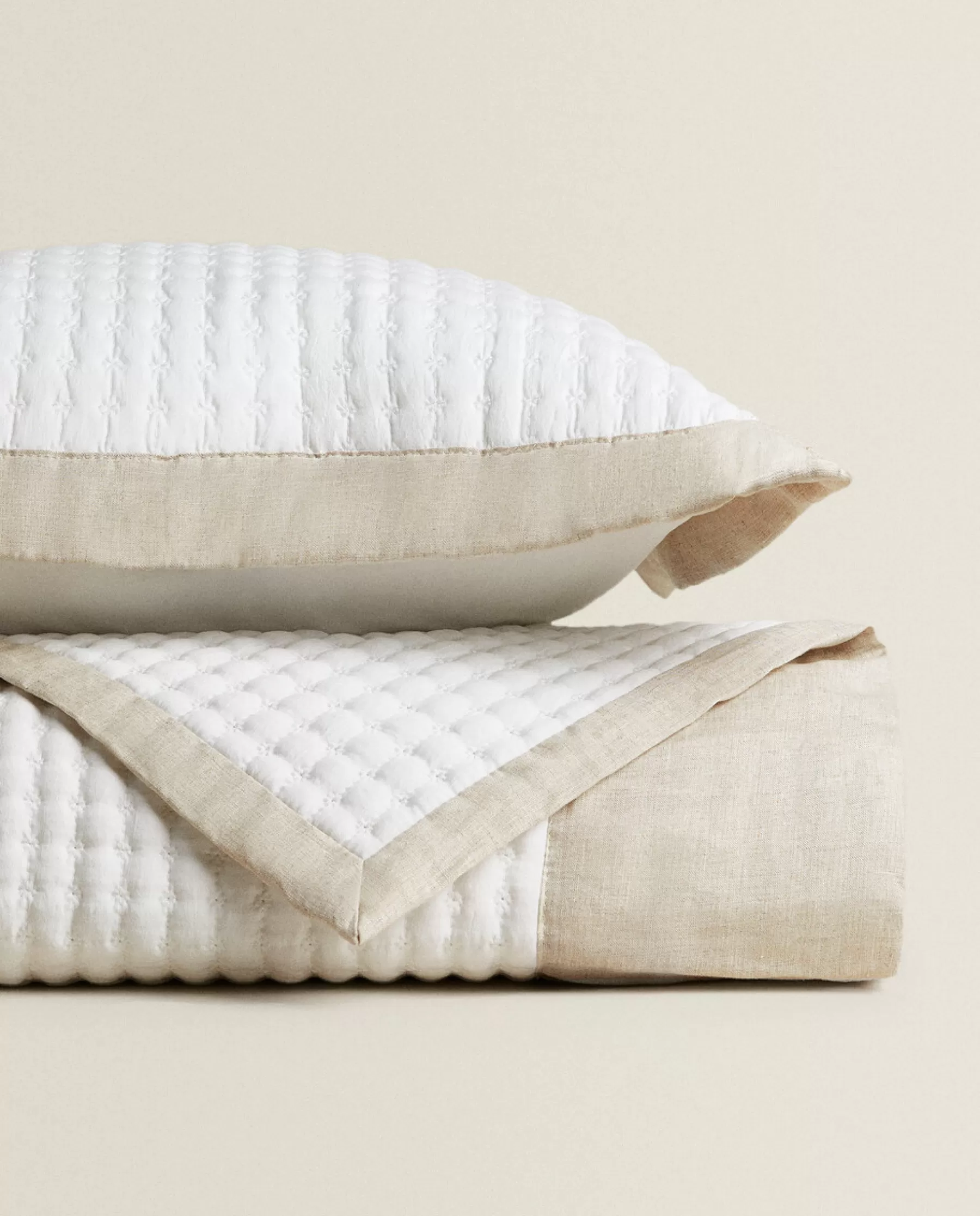 ZARA Home Textured Quilt With Linen Border | Quilts