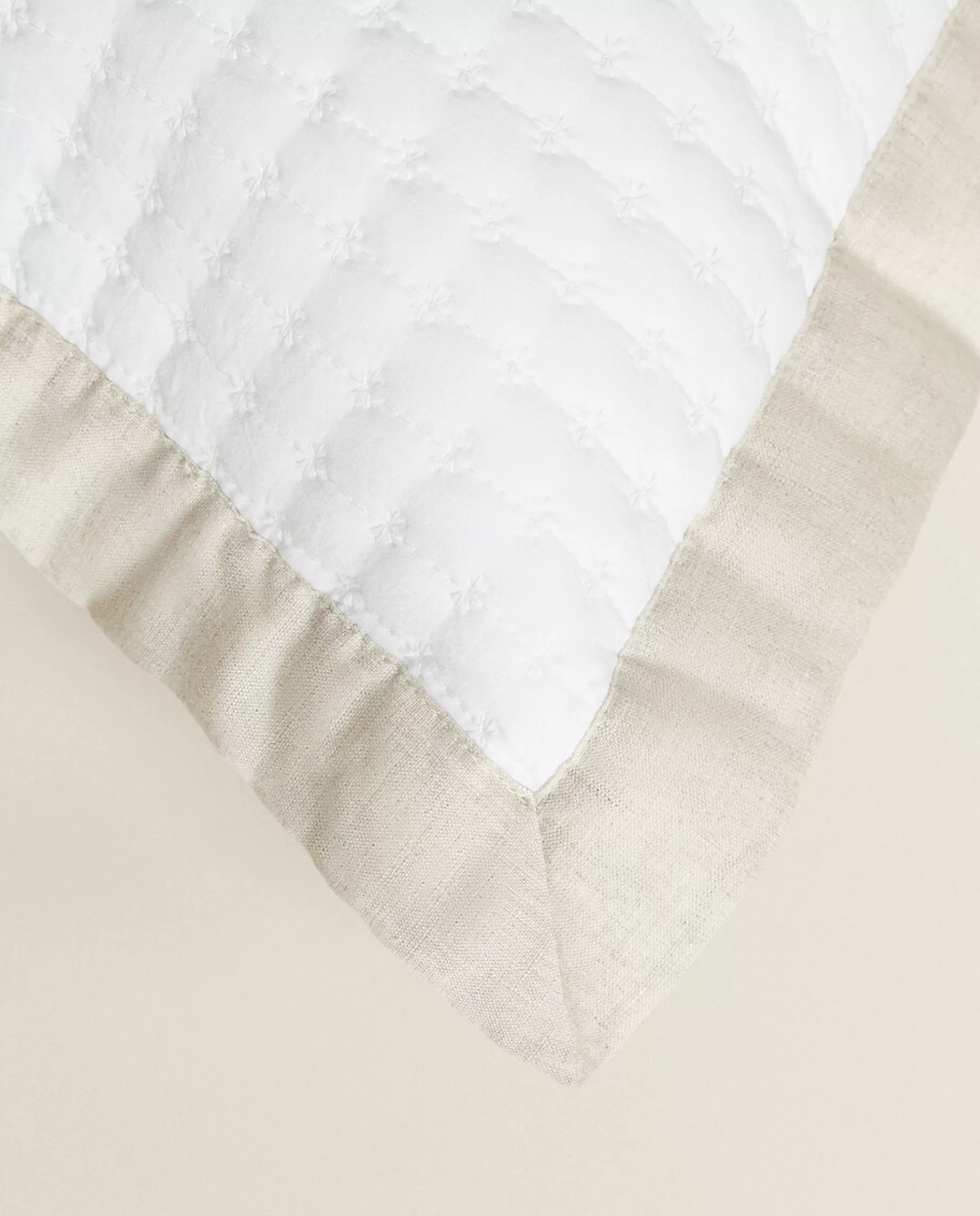 ZARA Home Textured Throw Pillow Cover With Linen Border | Quilts