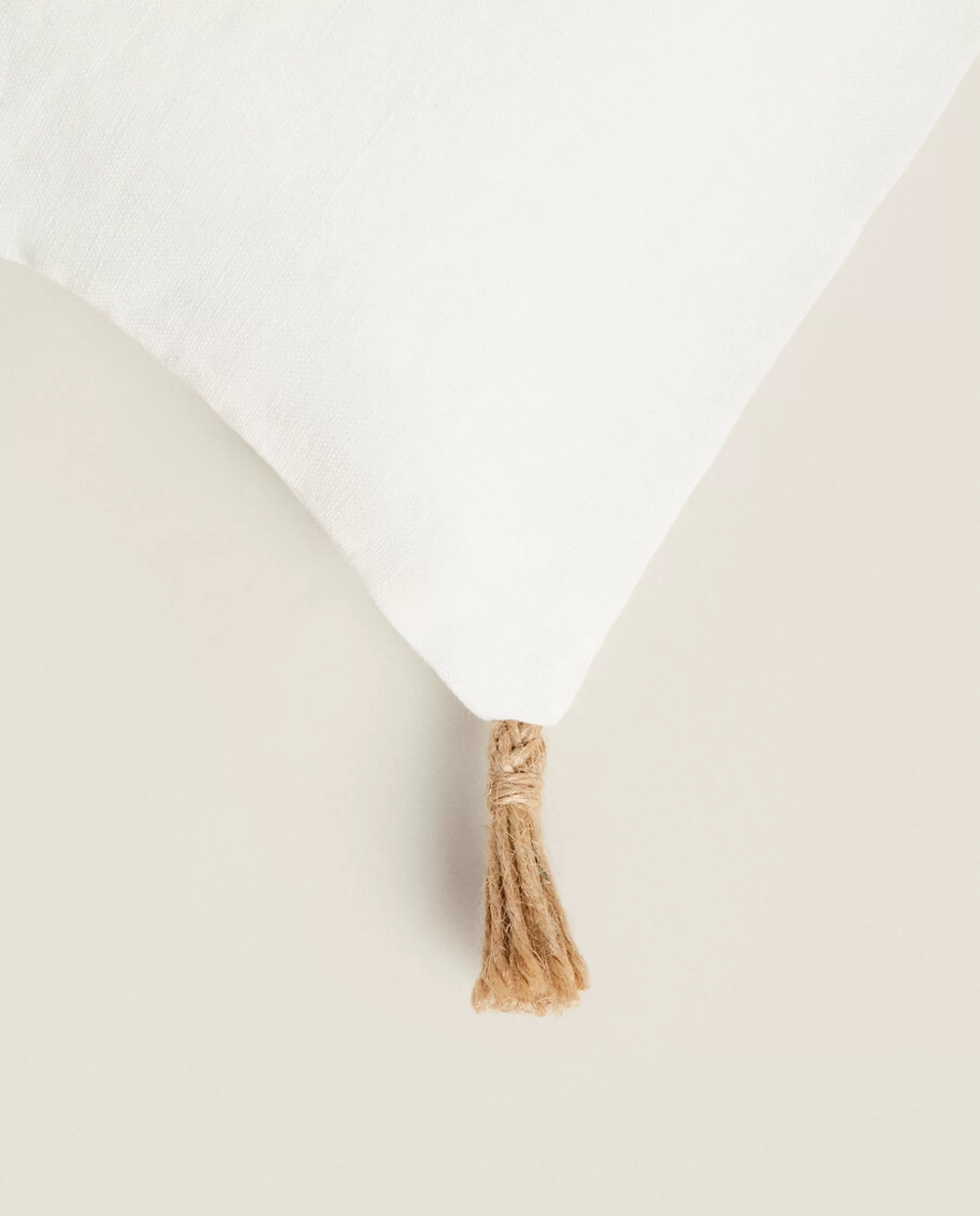 ZARA Home Throw Pillow Cover With Jute Tassels | Solid