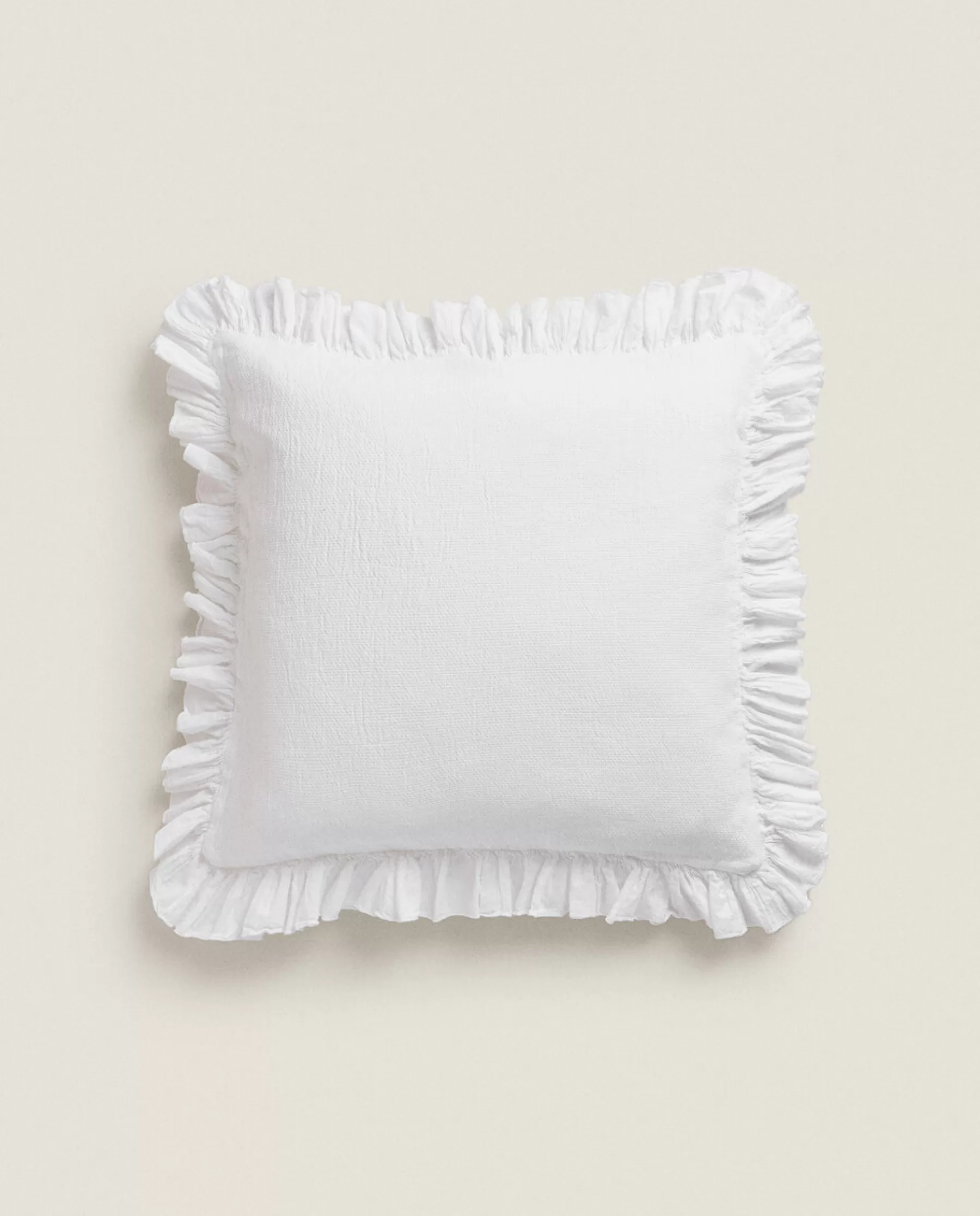 ZARA Home Throw Pillow Cover With Pleated Ruffle | Bedspreads